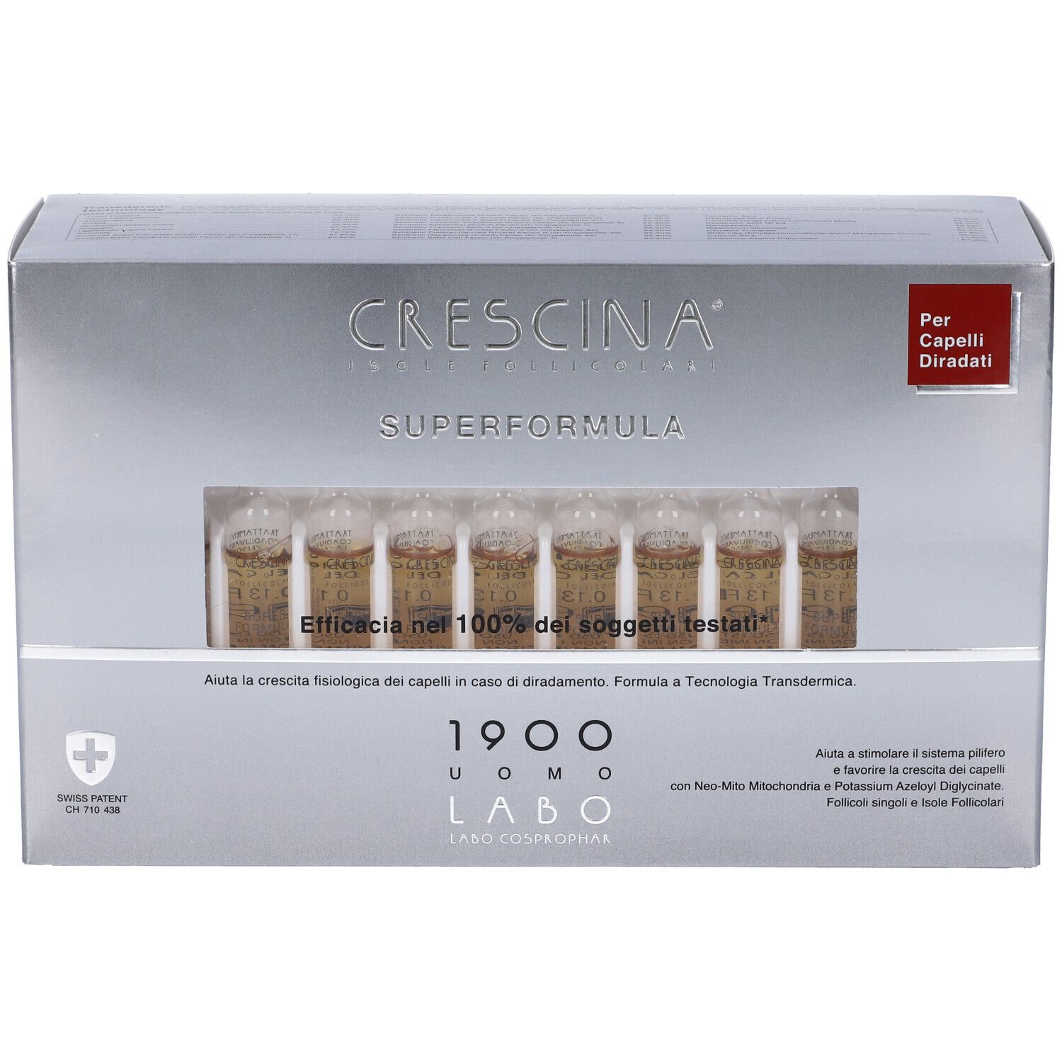 Crescina Isole Follicolari Super Formula 1900 Uomo 40 Fiale 3,5 ml