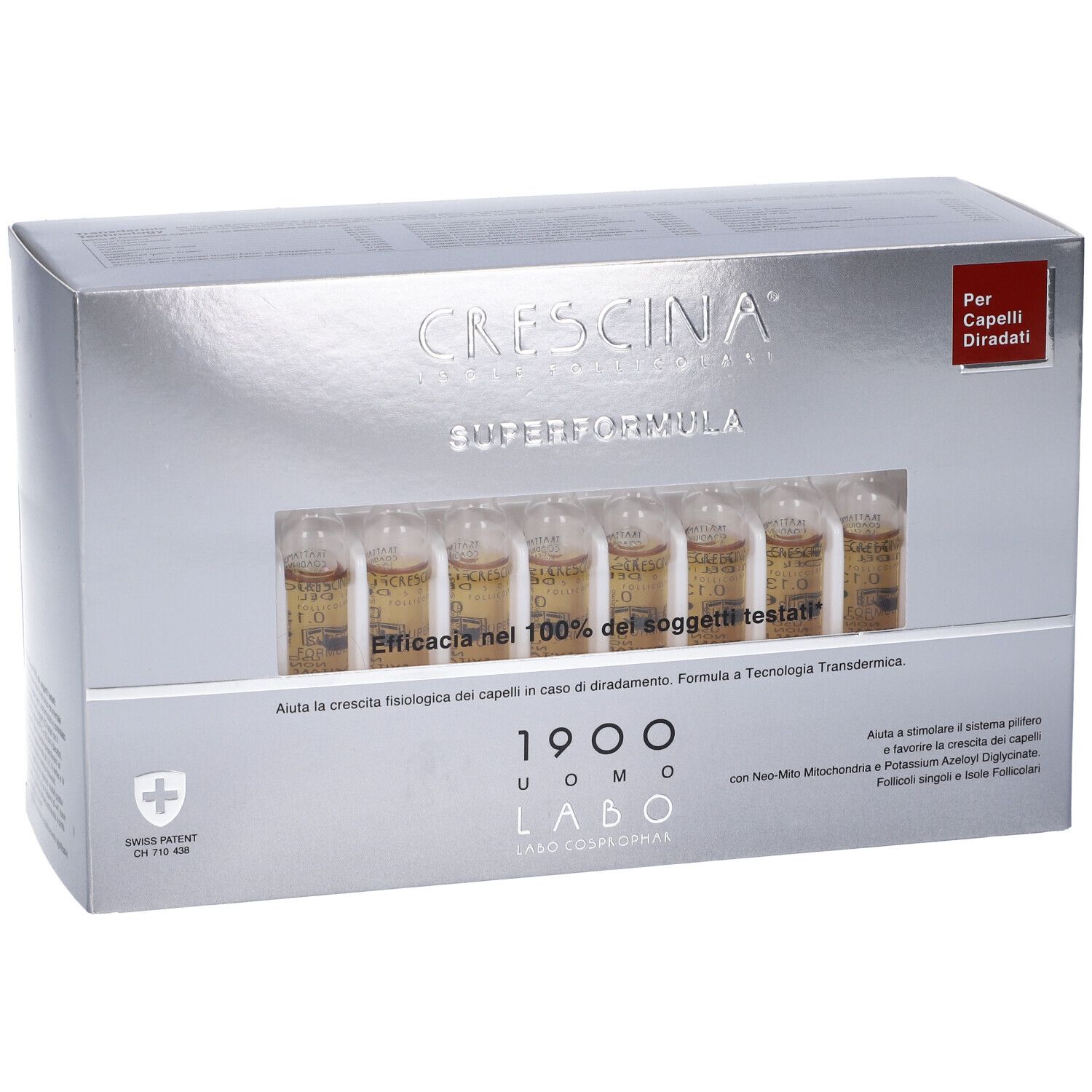 Crescina Isole Follicolari Super Formula 1900 Uomo 40 Fiale 3,5 ml