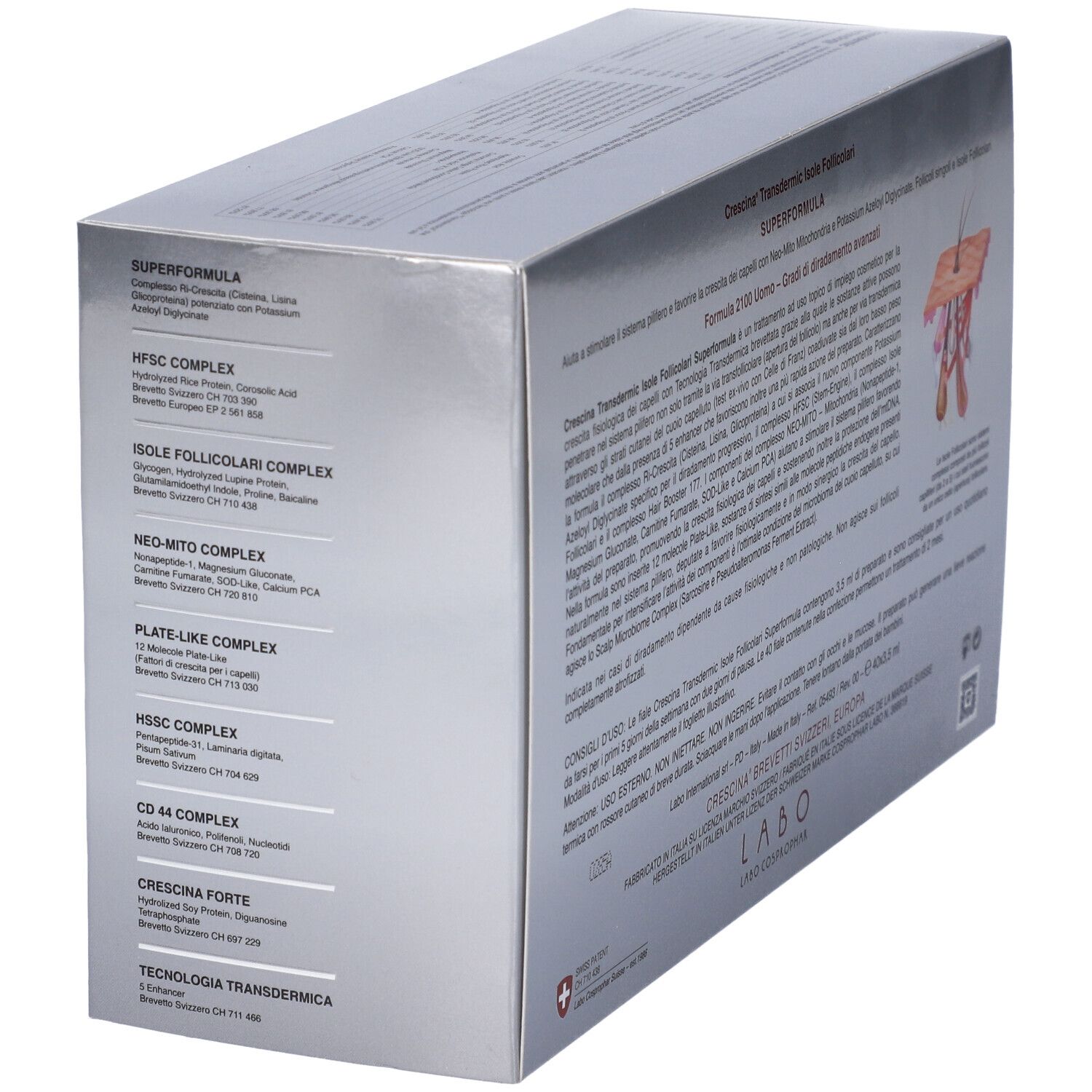 Crescina Isole Follicolari Super Formula 2100 Uomo 40 Fiale 3,5 ml