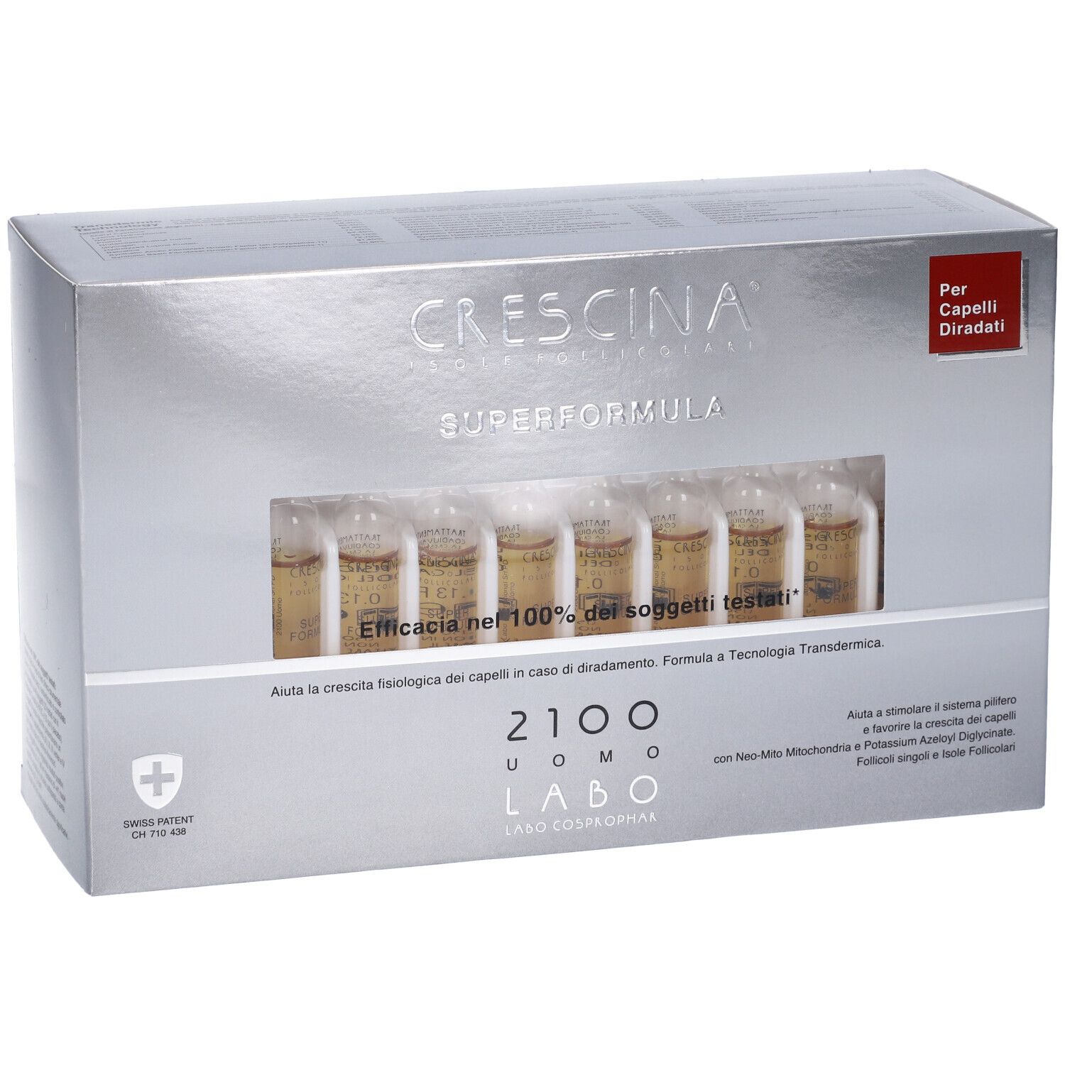 Crescina Isole Follicolari Super Formula 2100 Uomo 40 Fiale 3,5 ml