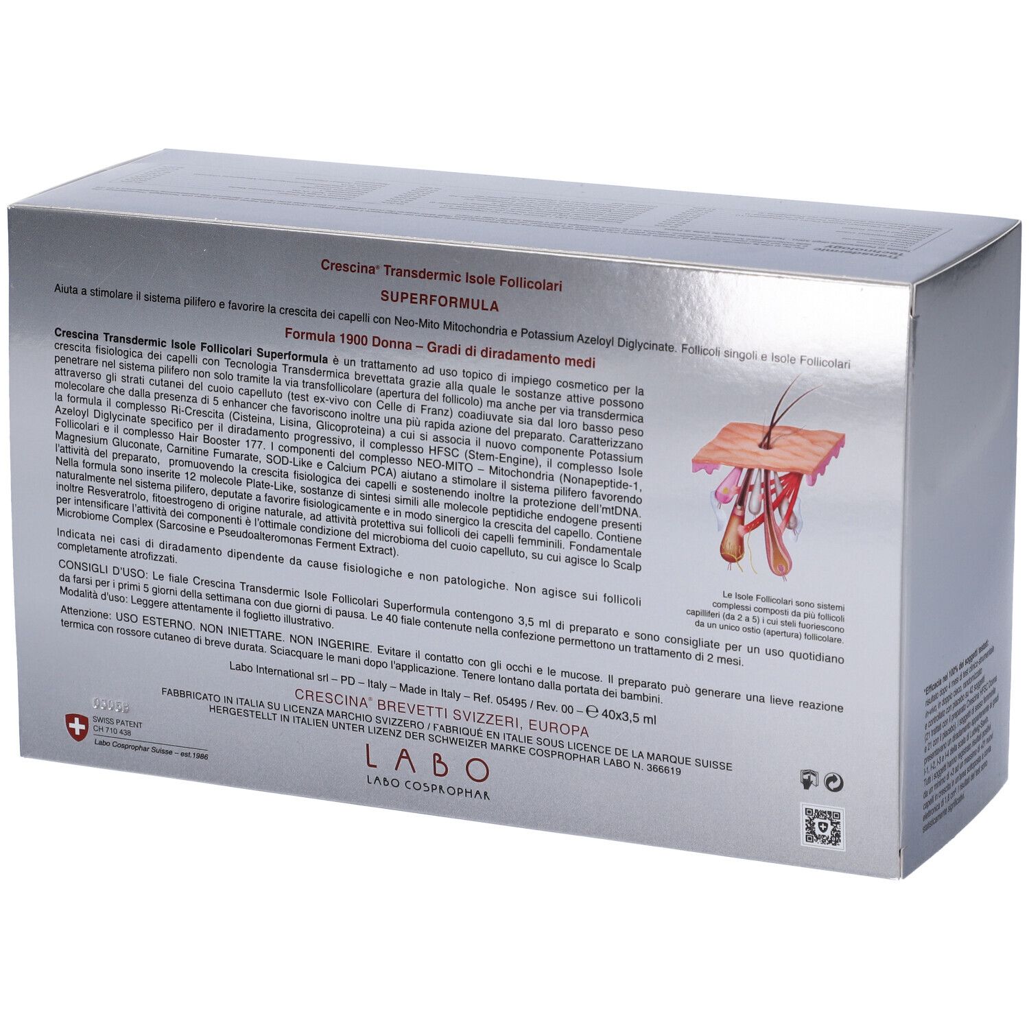 Crescina Isole Follicolari Super Formula 1900 Donna 40 Fiale 3,5 ml