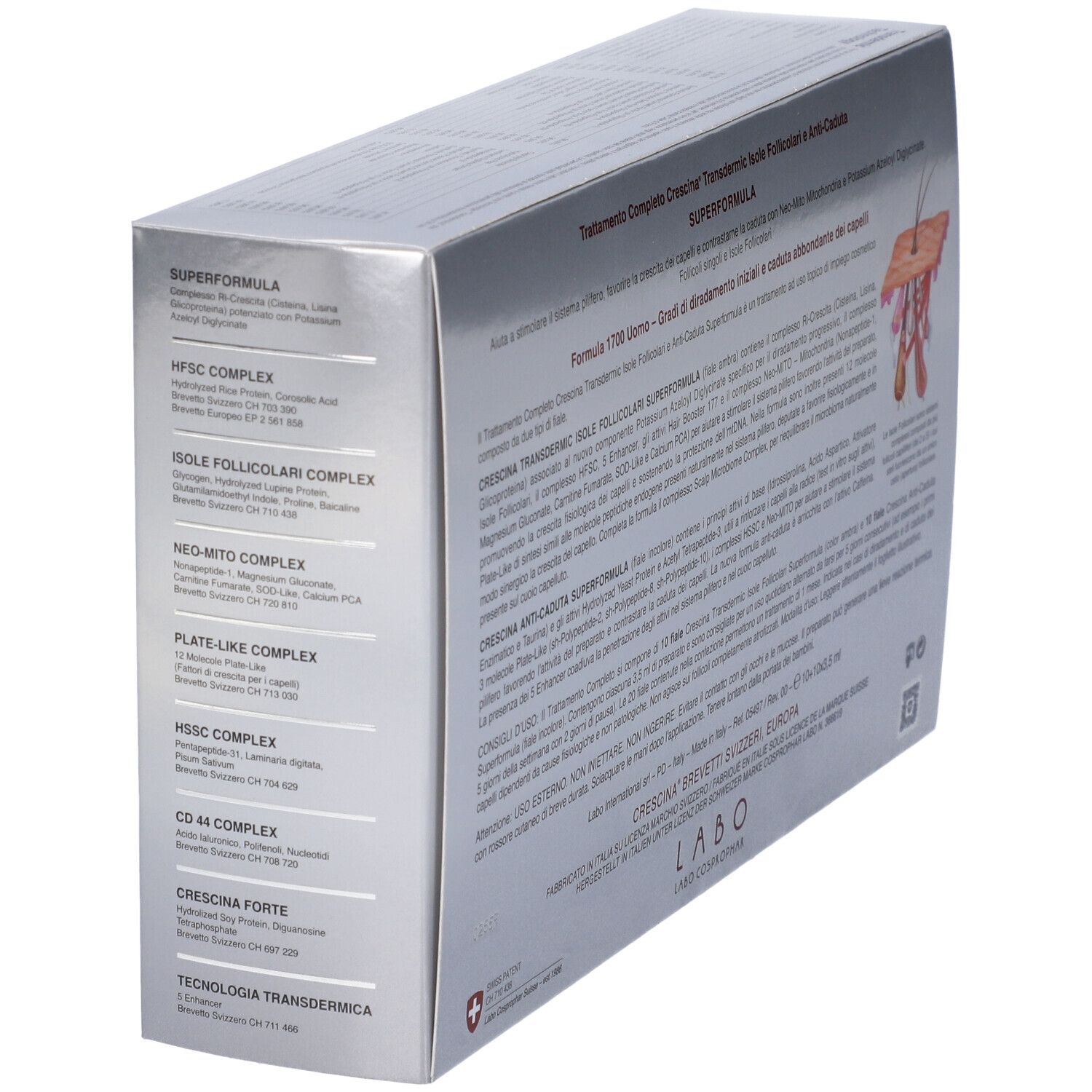 Crescina Isole Follicolari Super Formula 1700 Uomo Tc 10+10 Fiale 3,5 ml
