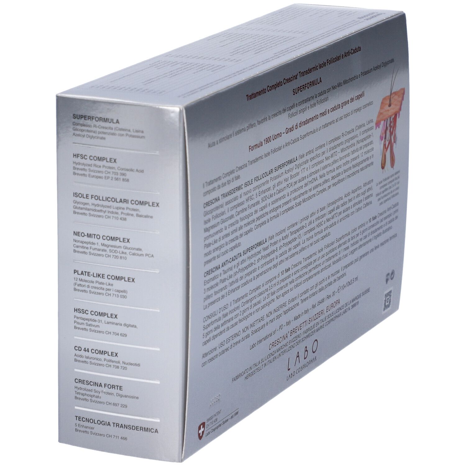 Crescina Isole Follicolari Super Formula 1900 Uomo Tc 10+10 Fiale 3,5 ml