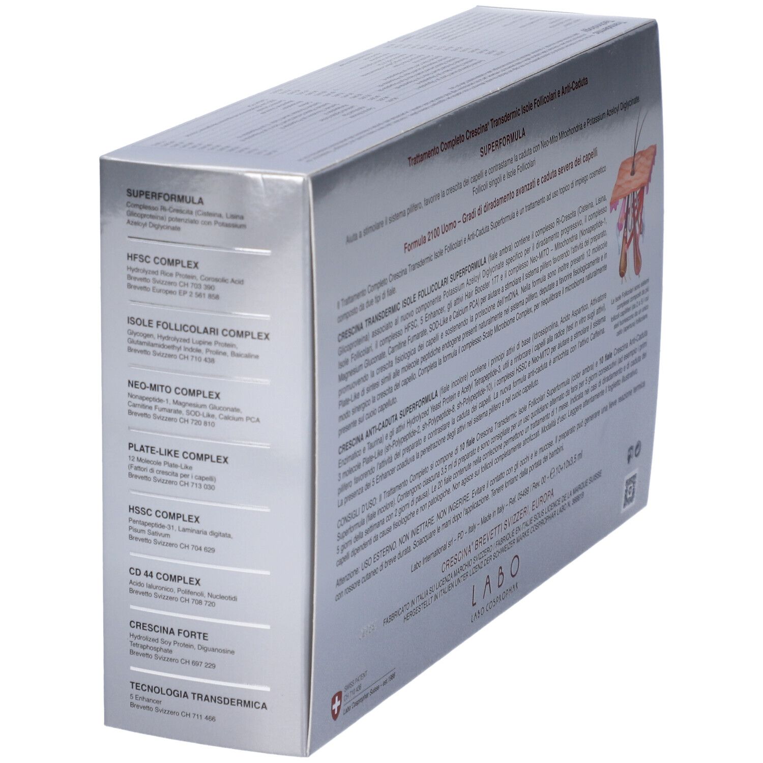 Crescina Isole Follicolari Super Formula 2100 Uomo Tc 10+10 Fiale 3,5 ml