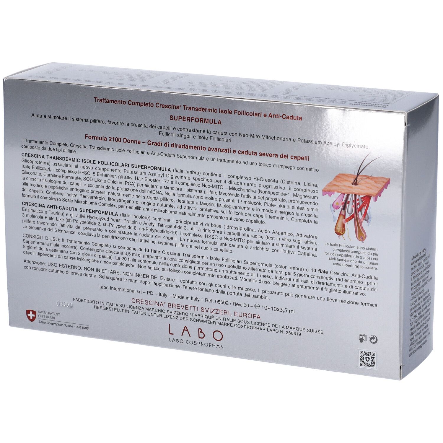 Crescina Isole Follicolari Super Formula 2100 Donna Tc 10+10 Fiale 3,5 ml