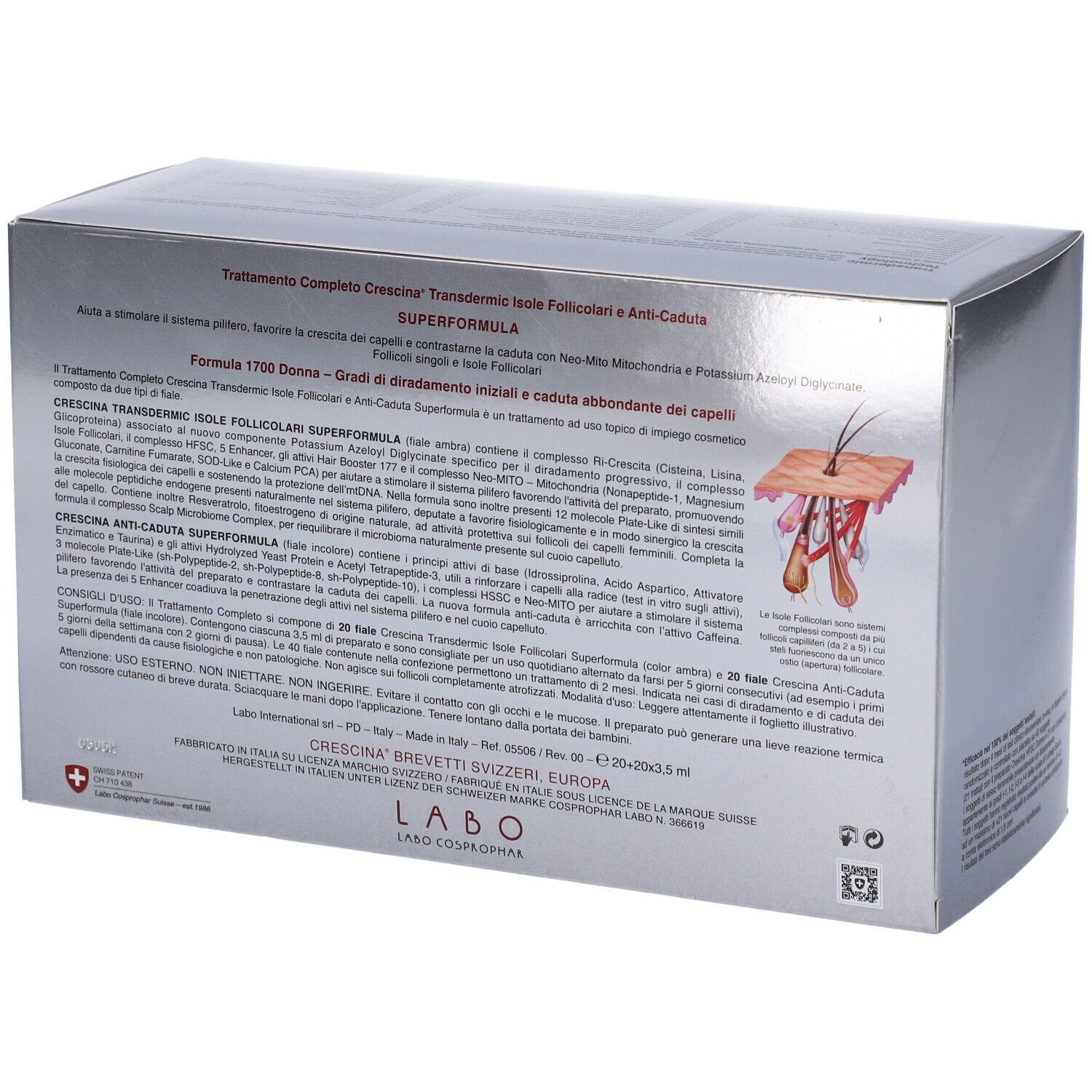 Labo Crescina Isole Follicolari Super Formula 1700 Donna Tc 20+20 Fiale 3,5ml