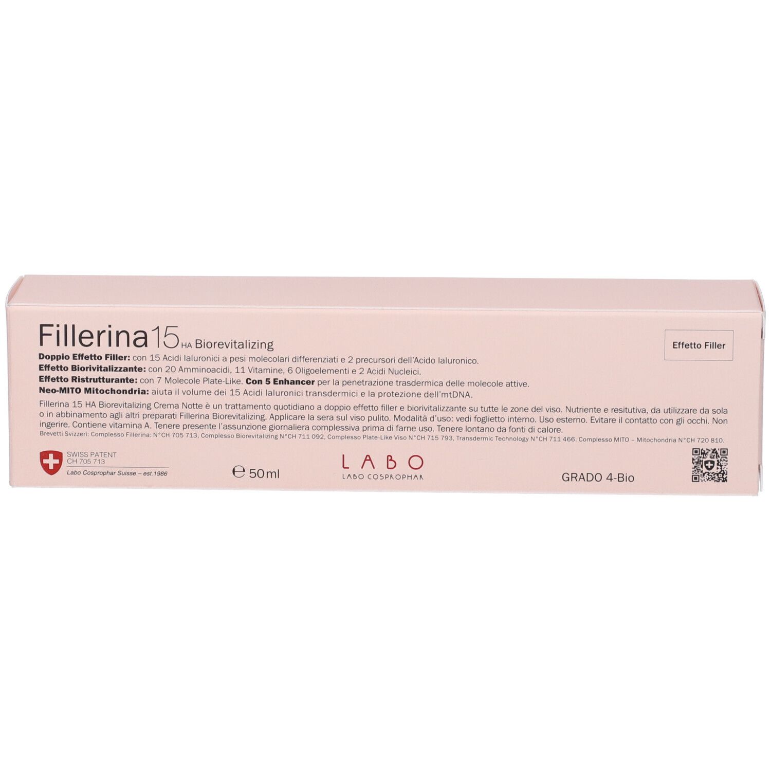 Fillerina 15 Ha Biorevitalizing Night Cream Grado 4 Bio Tubo 50 ml