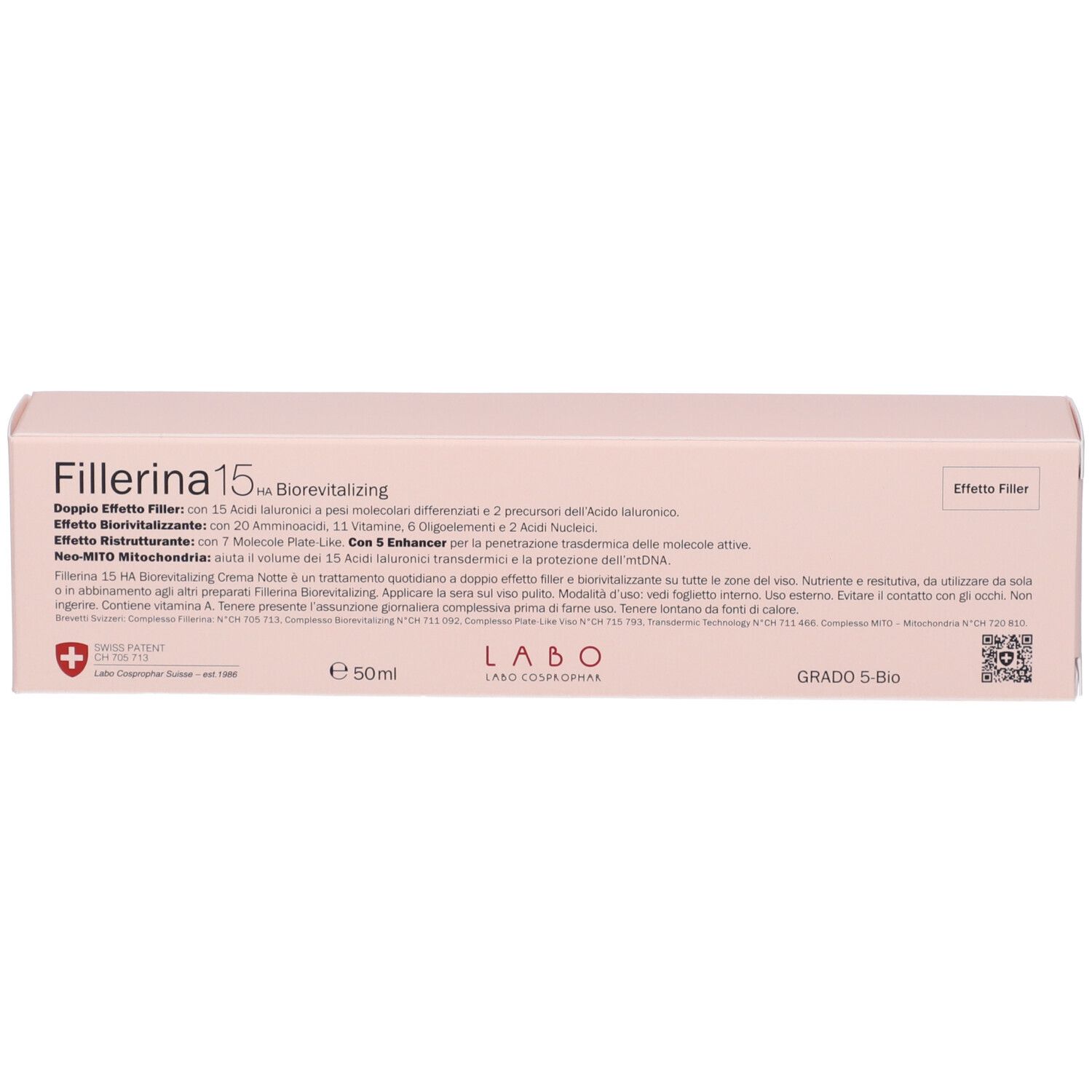 Fillerina 15 Ha Biorevitalizing Night Cream Grado 5 Bio Tubo 50 ml