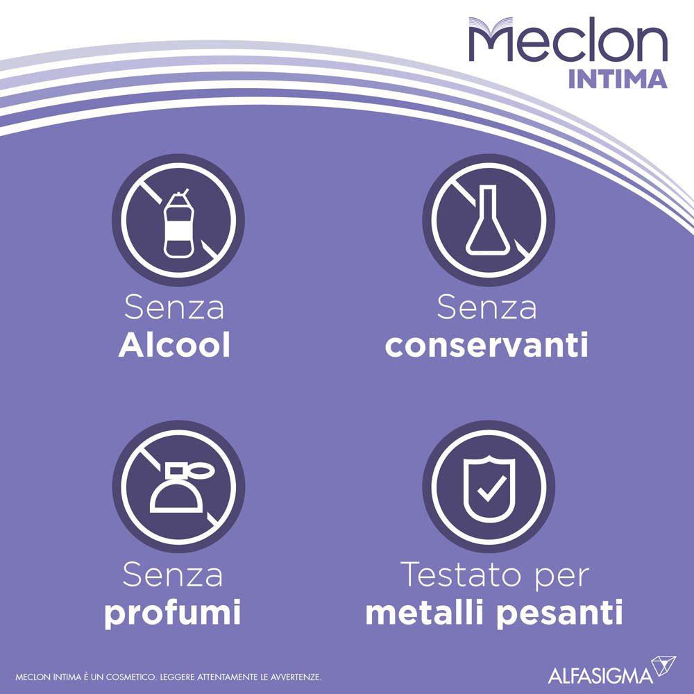 Meclon Intima Controllo Attivo: senza alcol, conservanti, profumi.