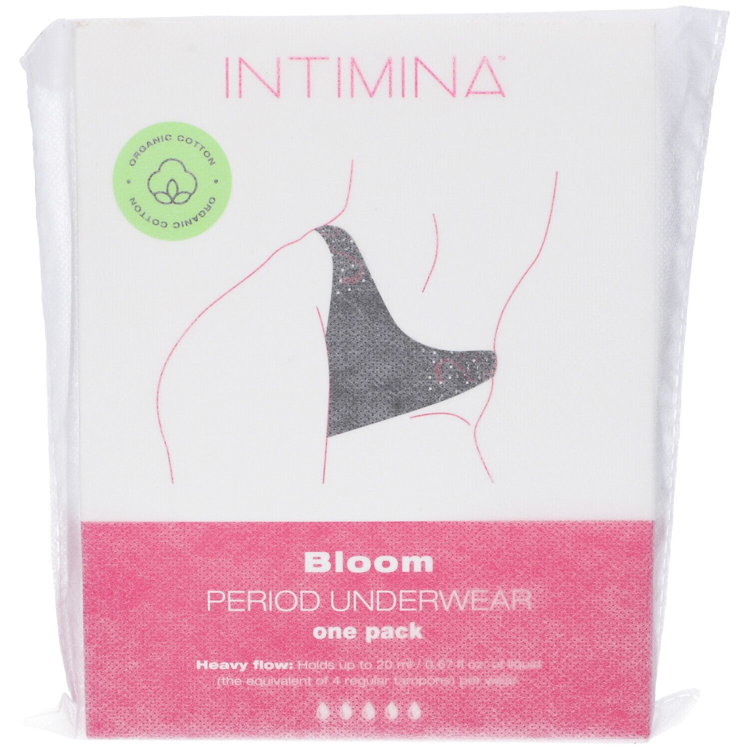 Confezione INTIMINA Bloom Mutanda Mestruale. Confezione singola. Certificazione cotone.