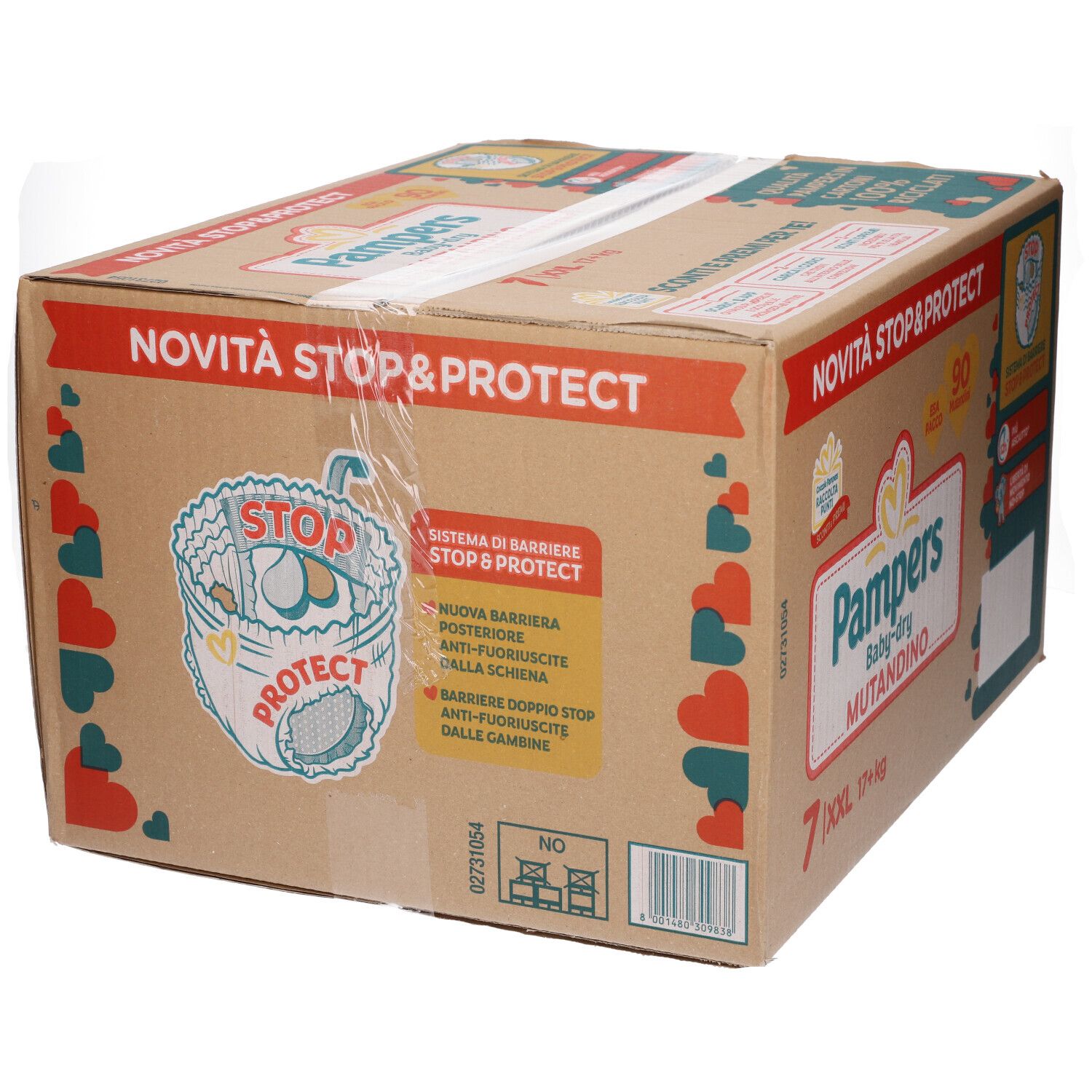 Scatola Pampers Baby-dry Mutandino. Confezione da 90 pannolini. XXL, 17+ kg. Stop & Protect.