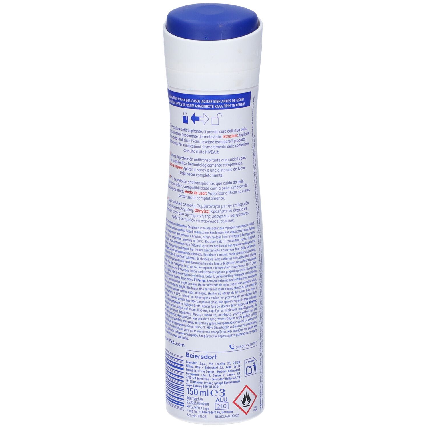 Nivea Deodorante Spray Dry Comfort 150 ml, Deodorante donna antitraspirante per 72h testato