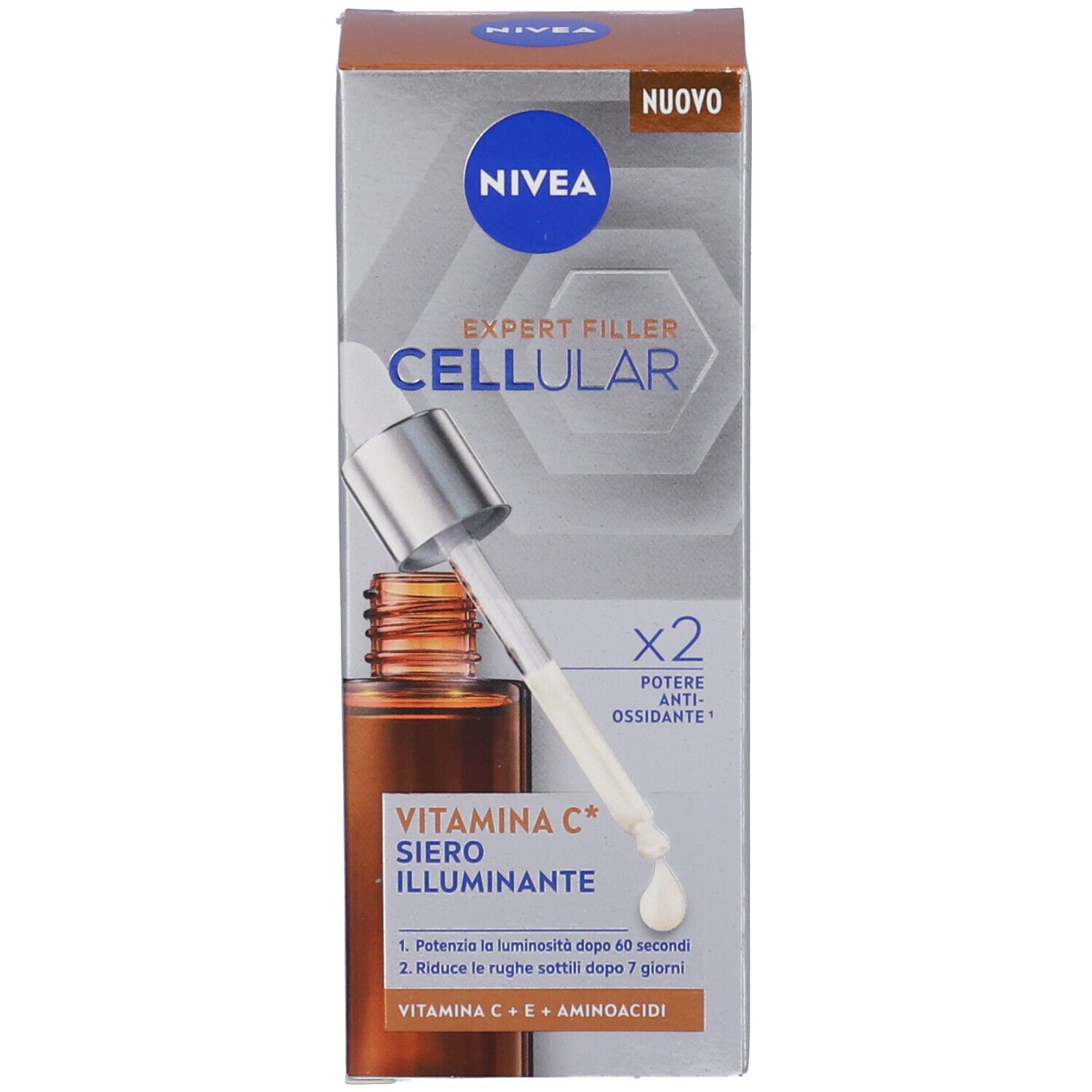 Nivea Cellular Expert Filler Siero Viso Vitamina C Illuminante 30 ml, antirughe e antiossidante