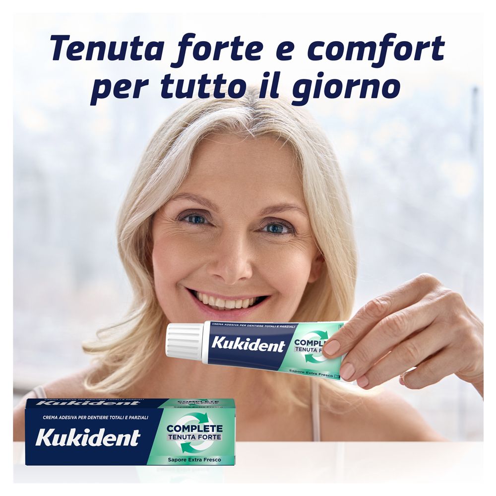 Kukident Complete Extra Fresco Crema Adesiva per Dentiere