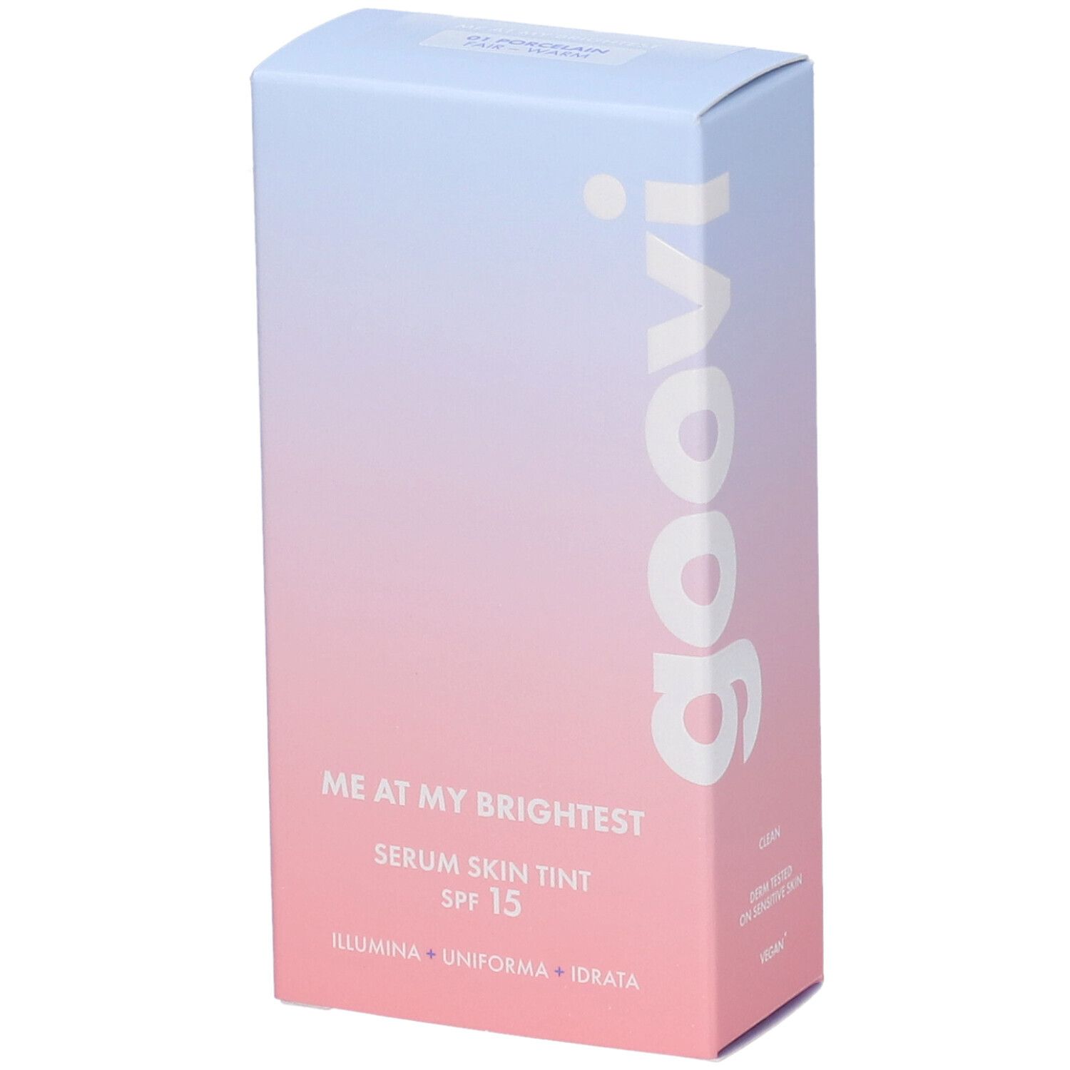 Goovi Me At My Brightest Siero Skin Tint SPF15 Tonalità 01 Porcelain