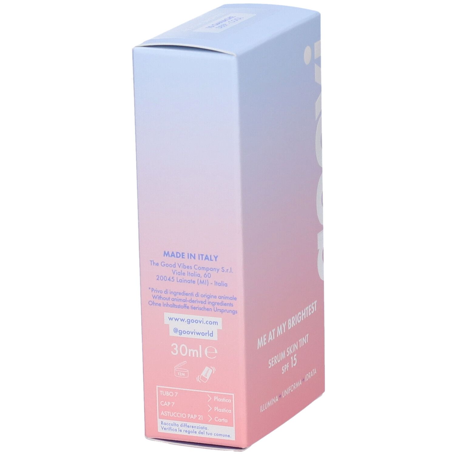 Goovi Me At My Brightest Siero Skin Tint SPF15 Tonalità 10 Ganache
