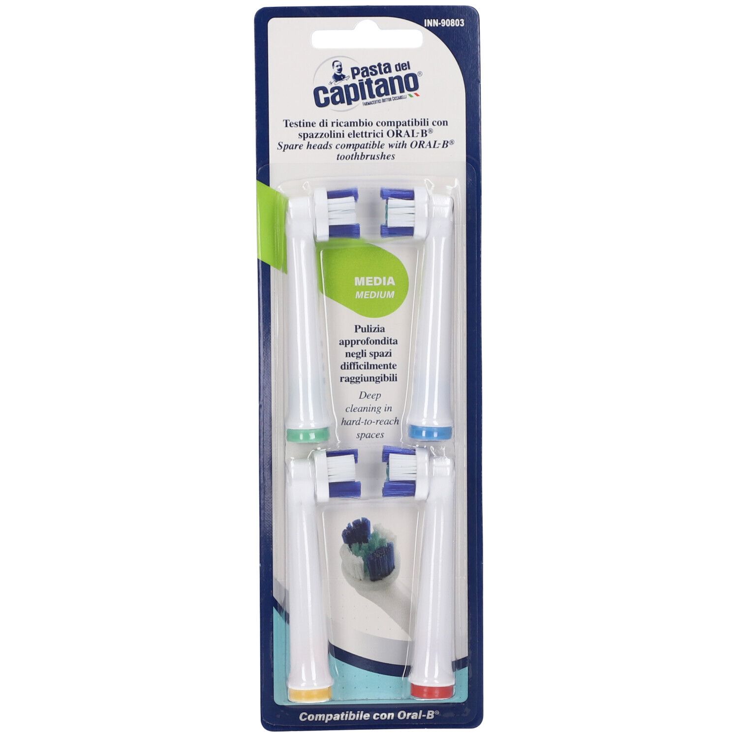 Pasta Del Capitano Testine Di Ricambio Compatibili Con Spazzolini Elettrici Oral-B Setole Irregolari Setola Media