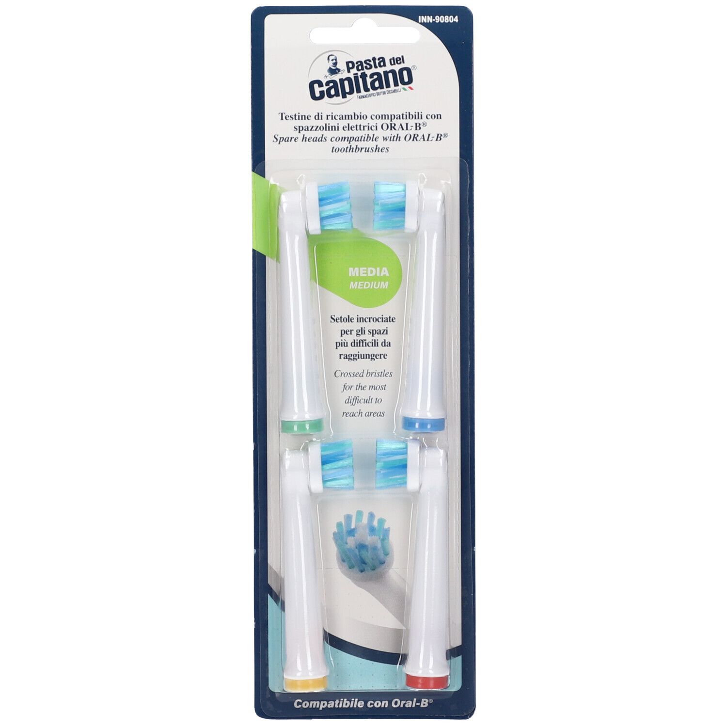 Pasta Del Capitano Testine Di Ricambio Compatibili Con Spazzolini Elettrici Oral-B a Setole Incorciate Setola Media