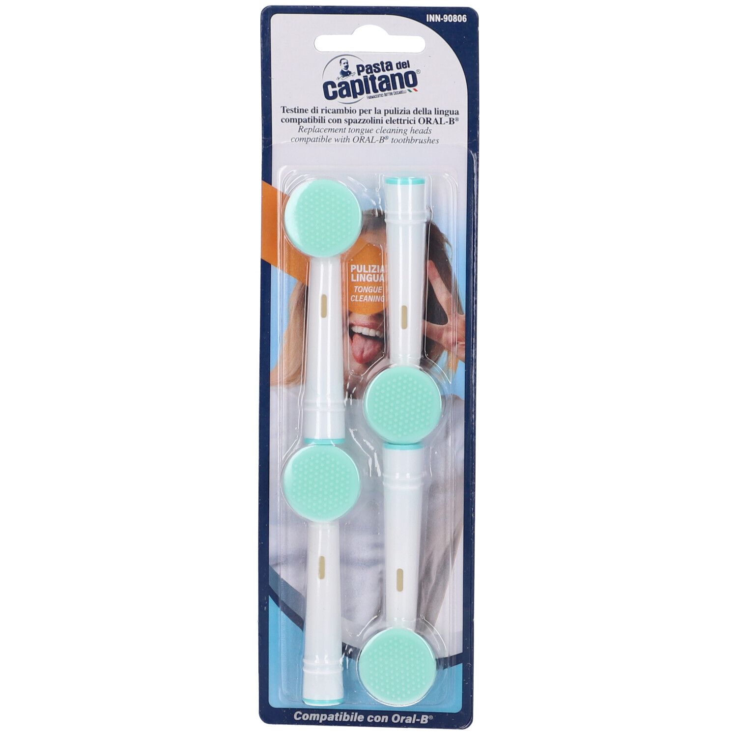 Pasta Del Capitano Testine di Ricambio per Pulizia Lingua Compatibili con Spazzolini Elettrici Oral-B