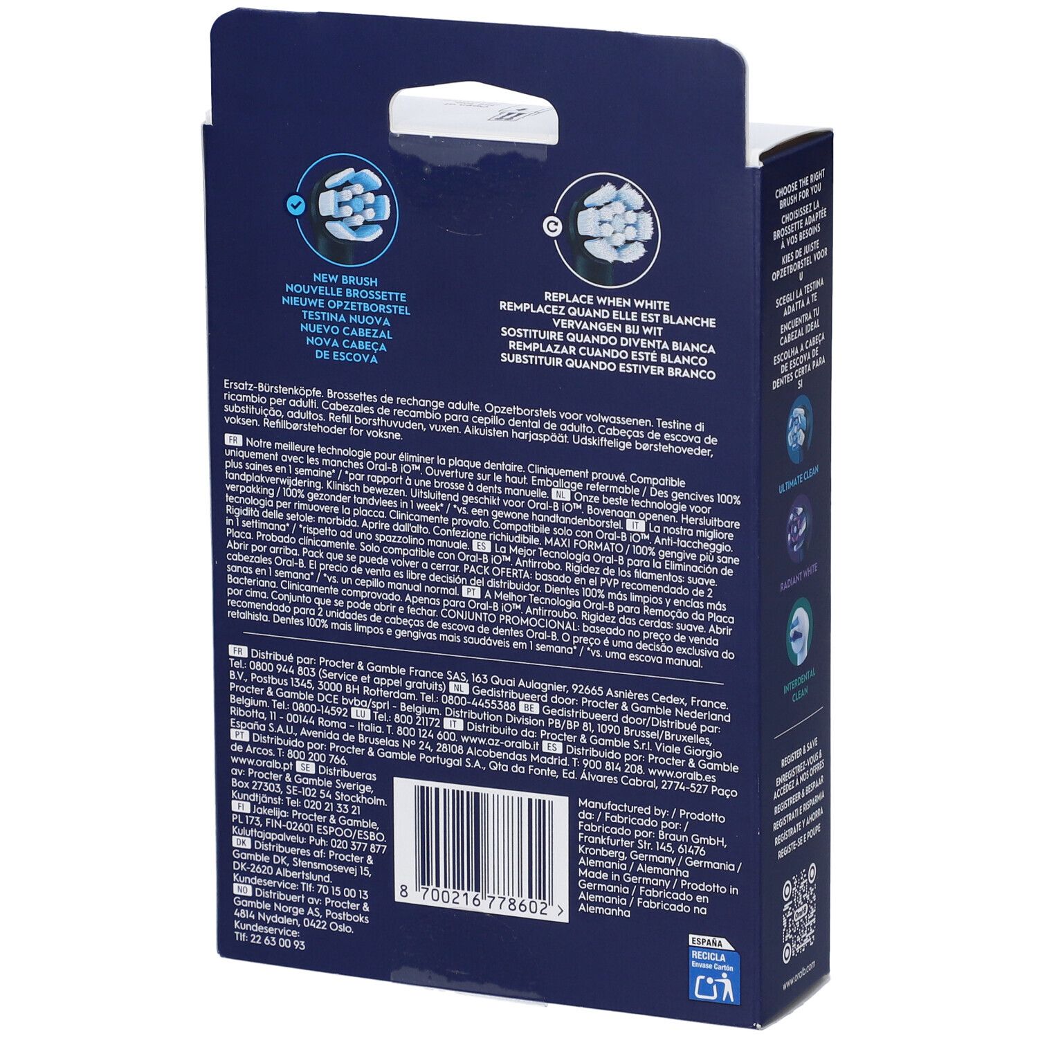 Oralb Power Ricarica Io Gentle Clean White 8 Pezzi