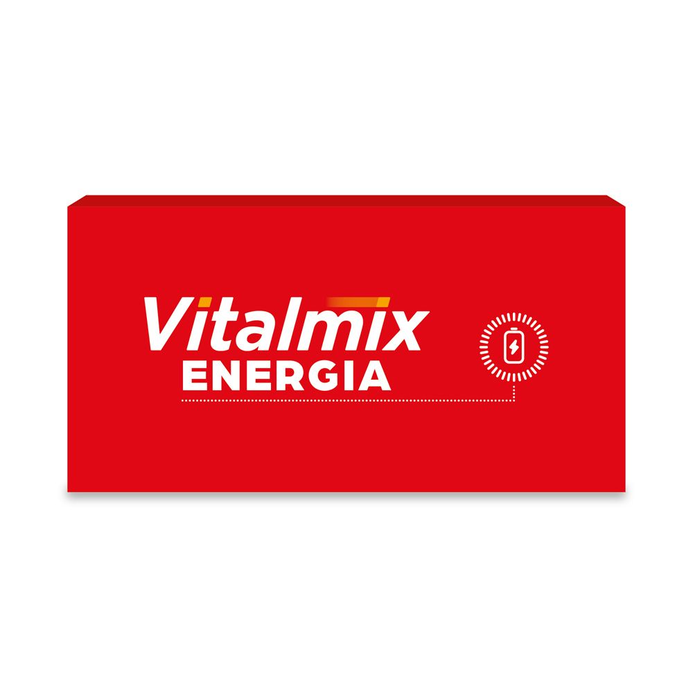 Scatola rossa. Scritto: Vitalmix Energia. Con simbolo batteria.