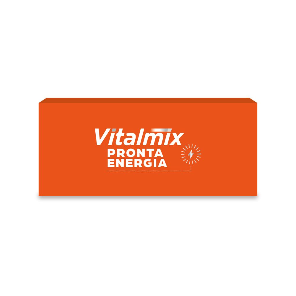 Confezione arancione Vitalmix Pronta Energia. Testo e simbolo fulmine.