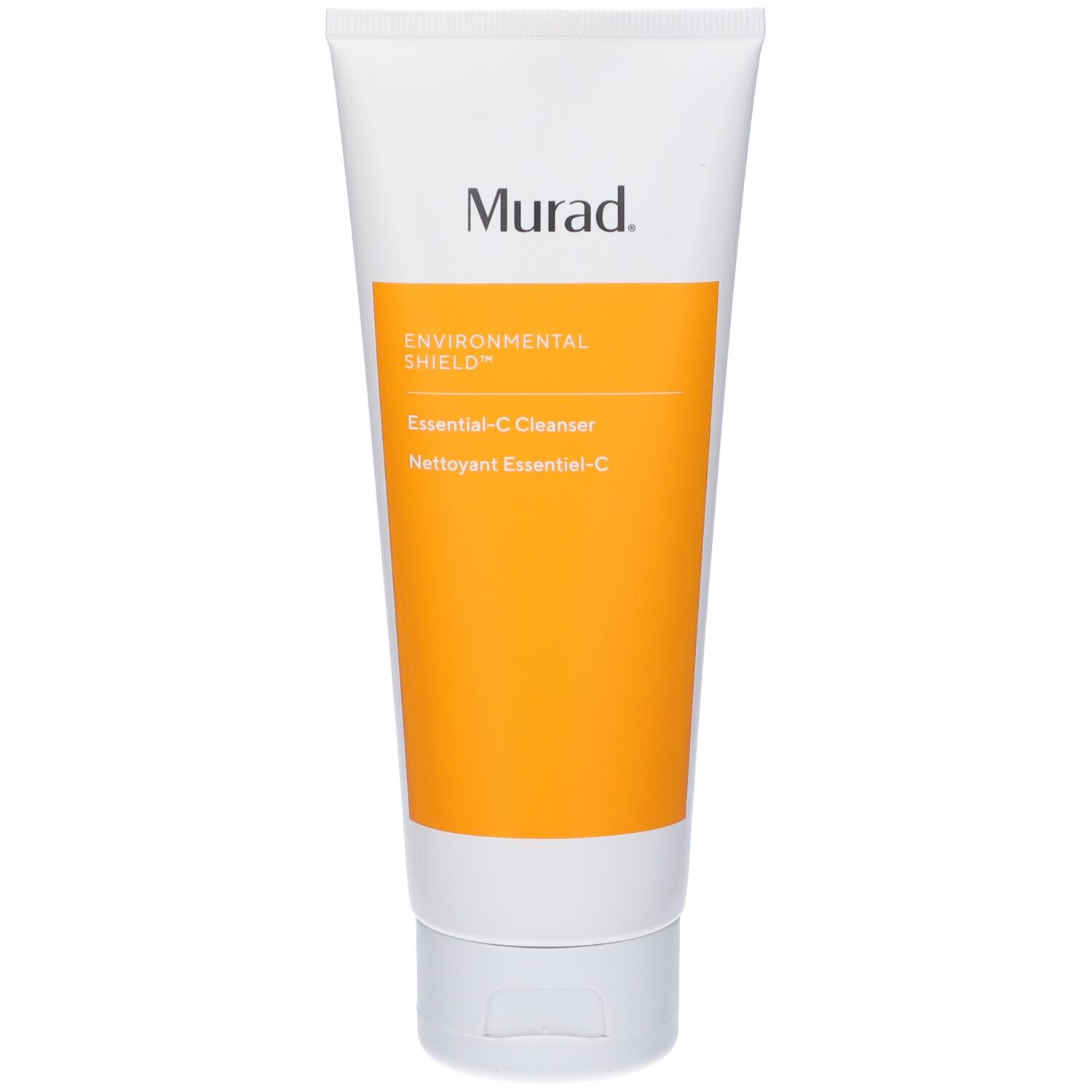 Tubo bianco-arancione. Logo Murad. Essential-C Cleanser. Gel Detergente Viso. Protezione ambientale.