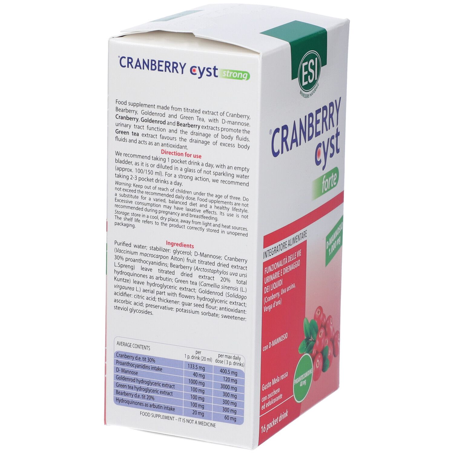 Esi Cranberry Cyst Forte Pocket Drink