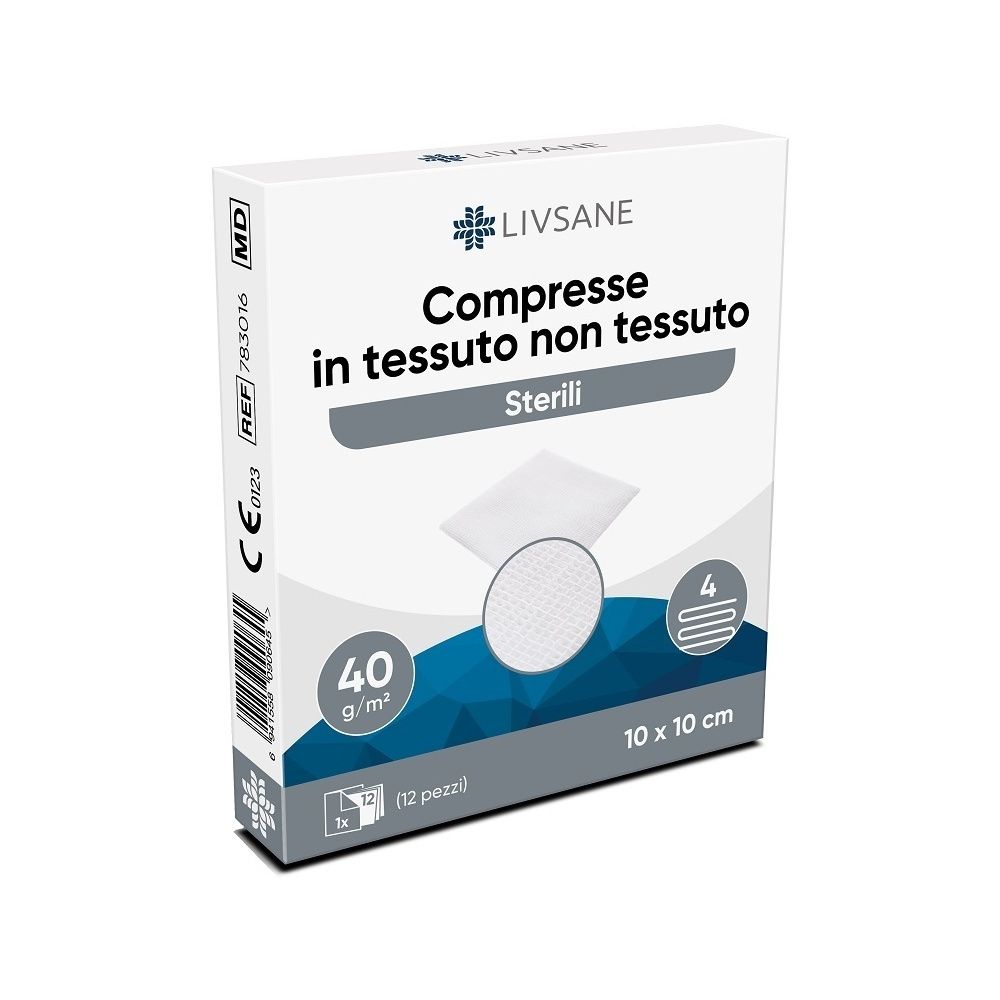 Garza Sterile Tessuto Non Tessuto Livsane 10X10 12 Pezzi