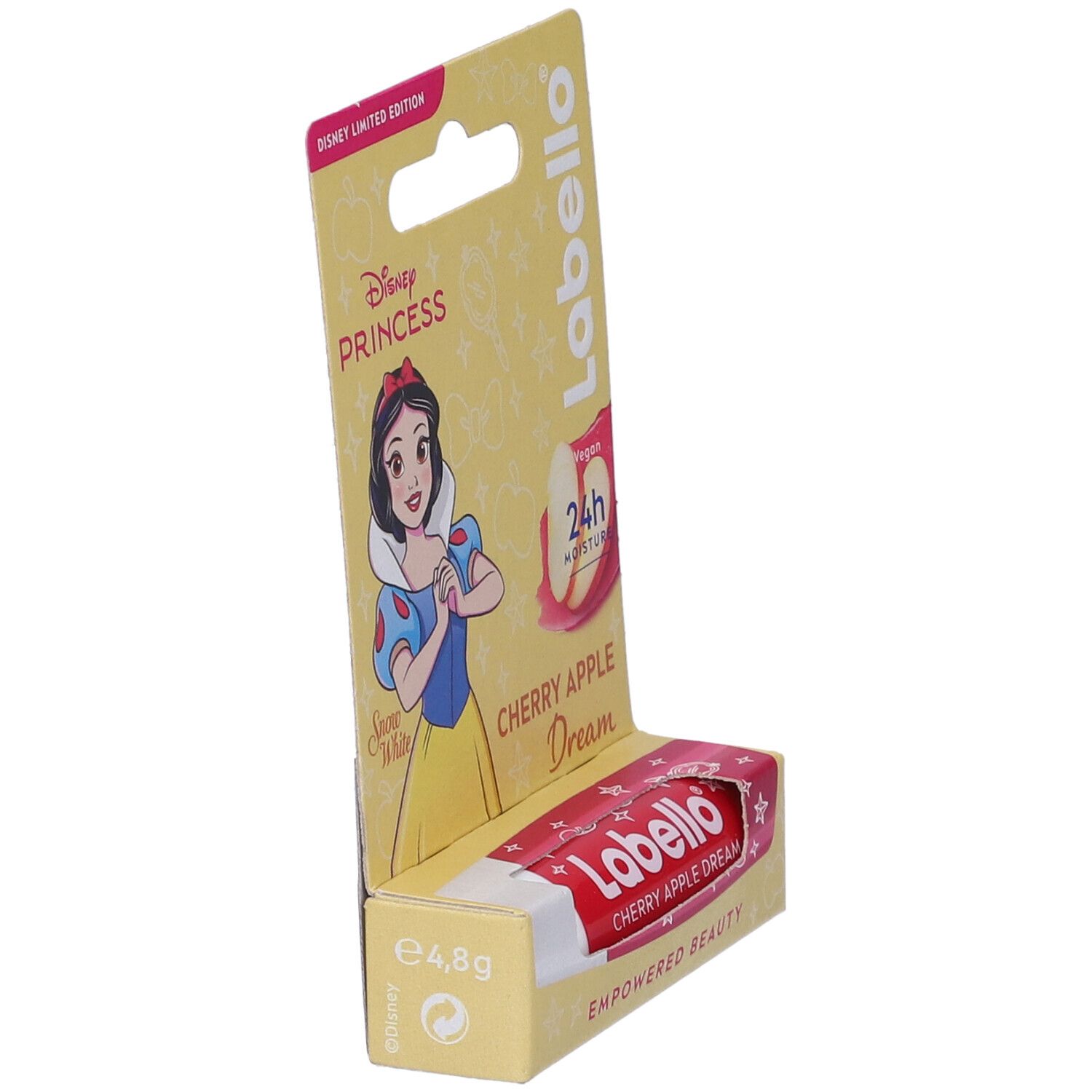 Labello Disney Princess Limited Edition, Biancaneve, Balsamo labbra colorato, Burrocacao aroma Ciliegia 4.8g