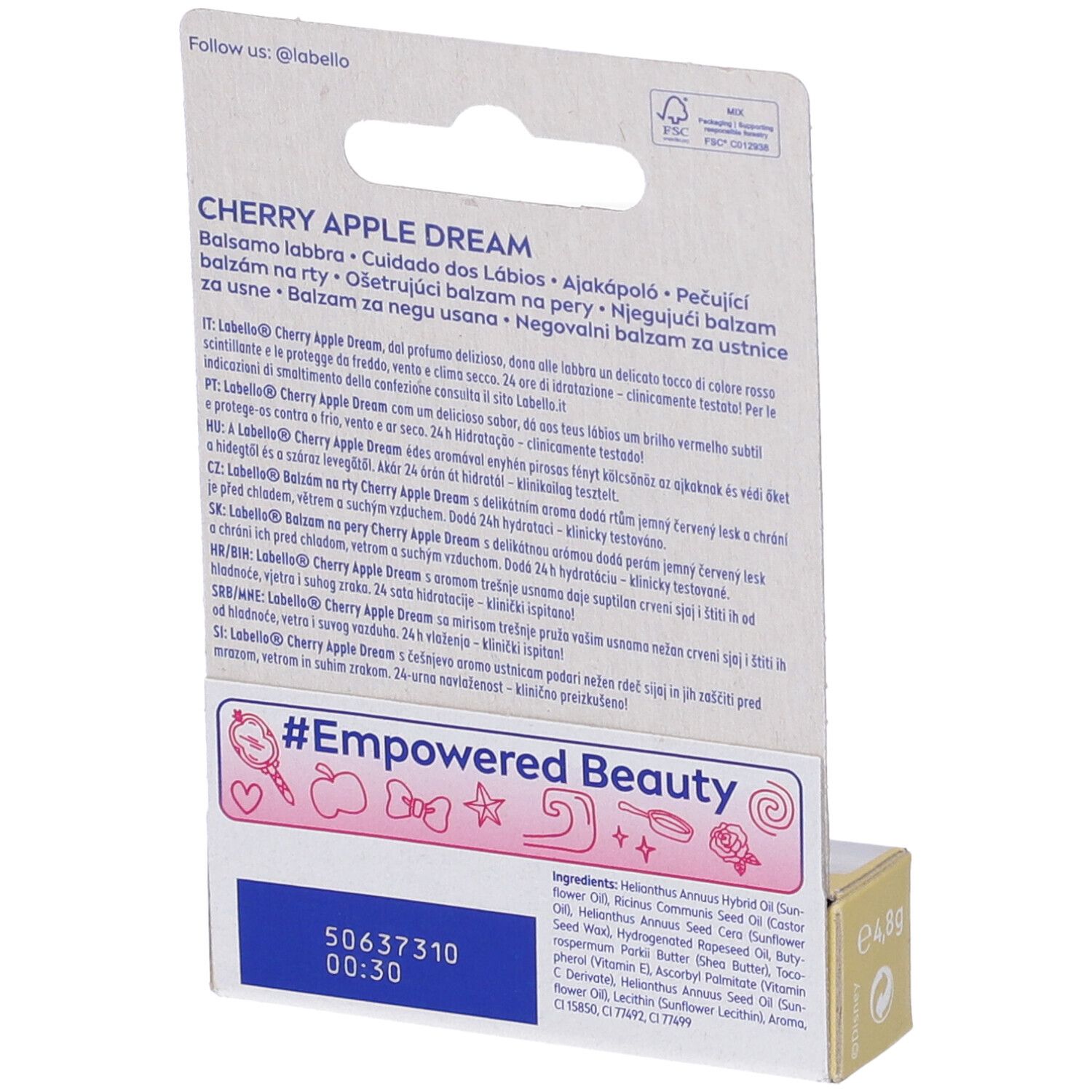Labello Disney Princess Limited Edition, Biancaneve, Balsamo labbra colorato, Burrocacao aroma Ciliegia 4.8g