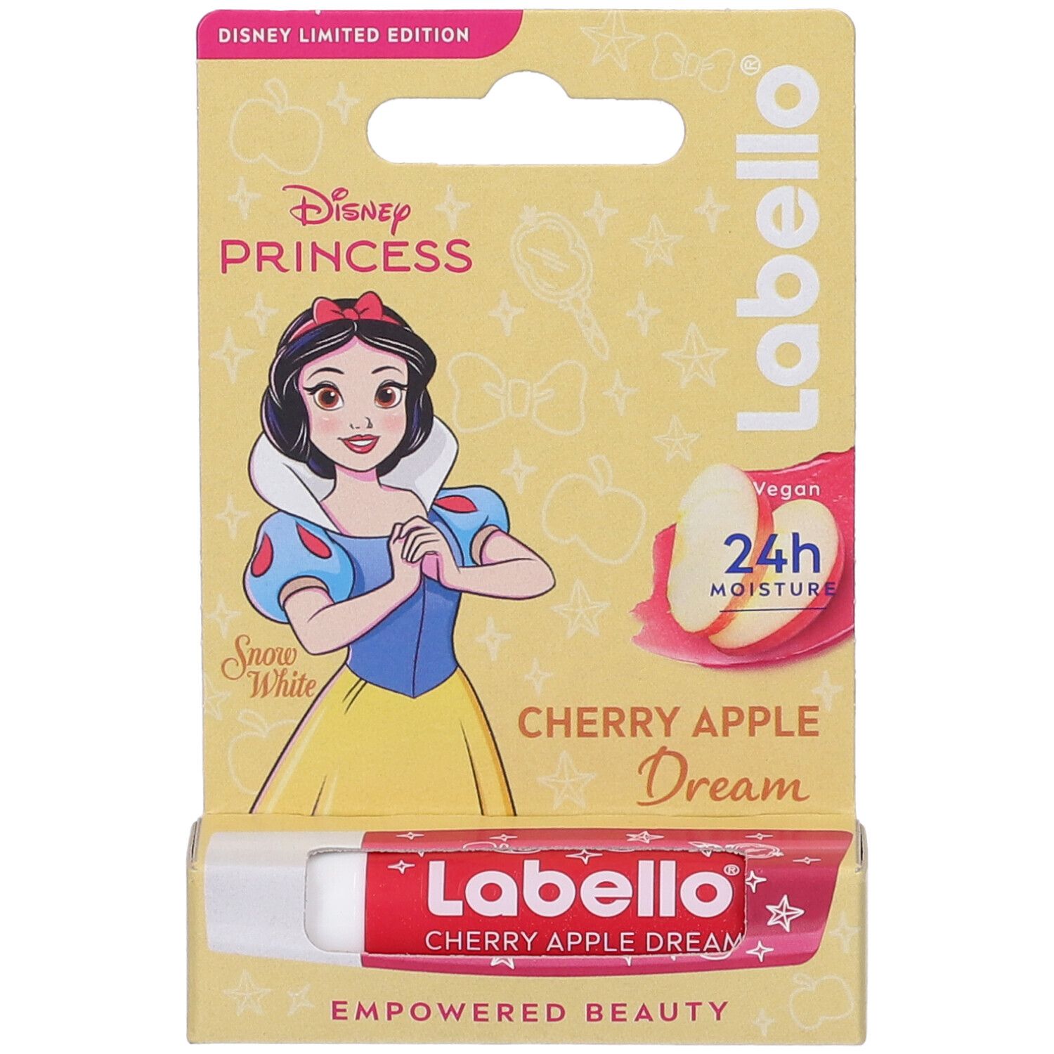 Labello Disney Princess Limited Edition, Biancaneve, Balsamo labbra colorato, Burrocacao aroma Ciliegia 4.8g