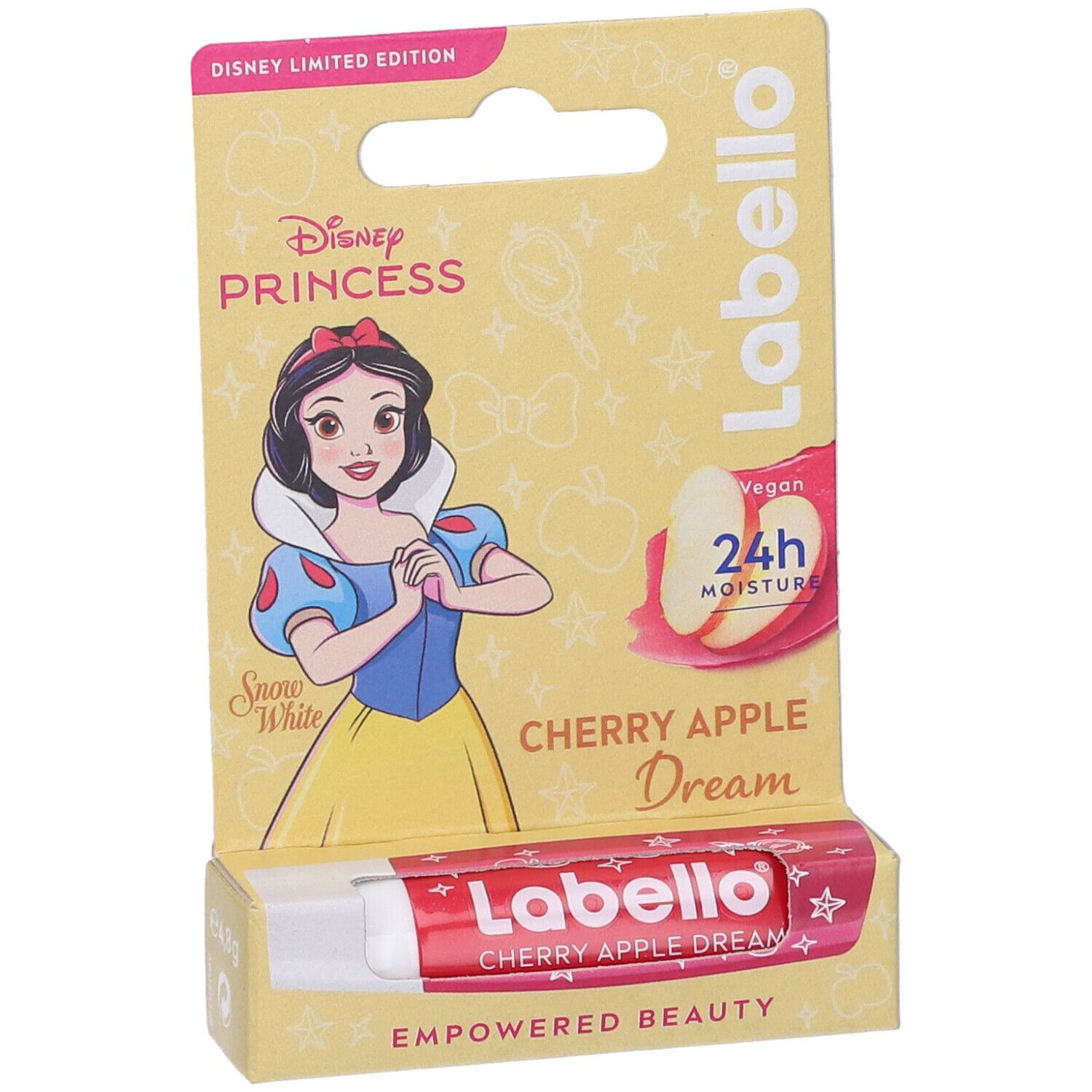 Labello Disney Princess Limited Edition, Biancaneve, Balsamo labbra colorato, Burrocacao aroma Ciliegia 4.8g