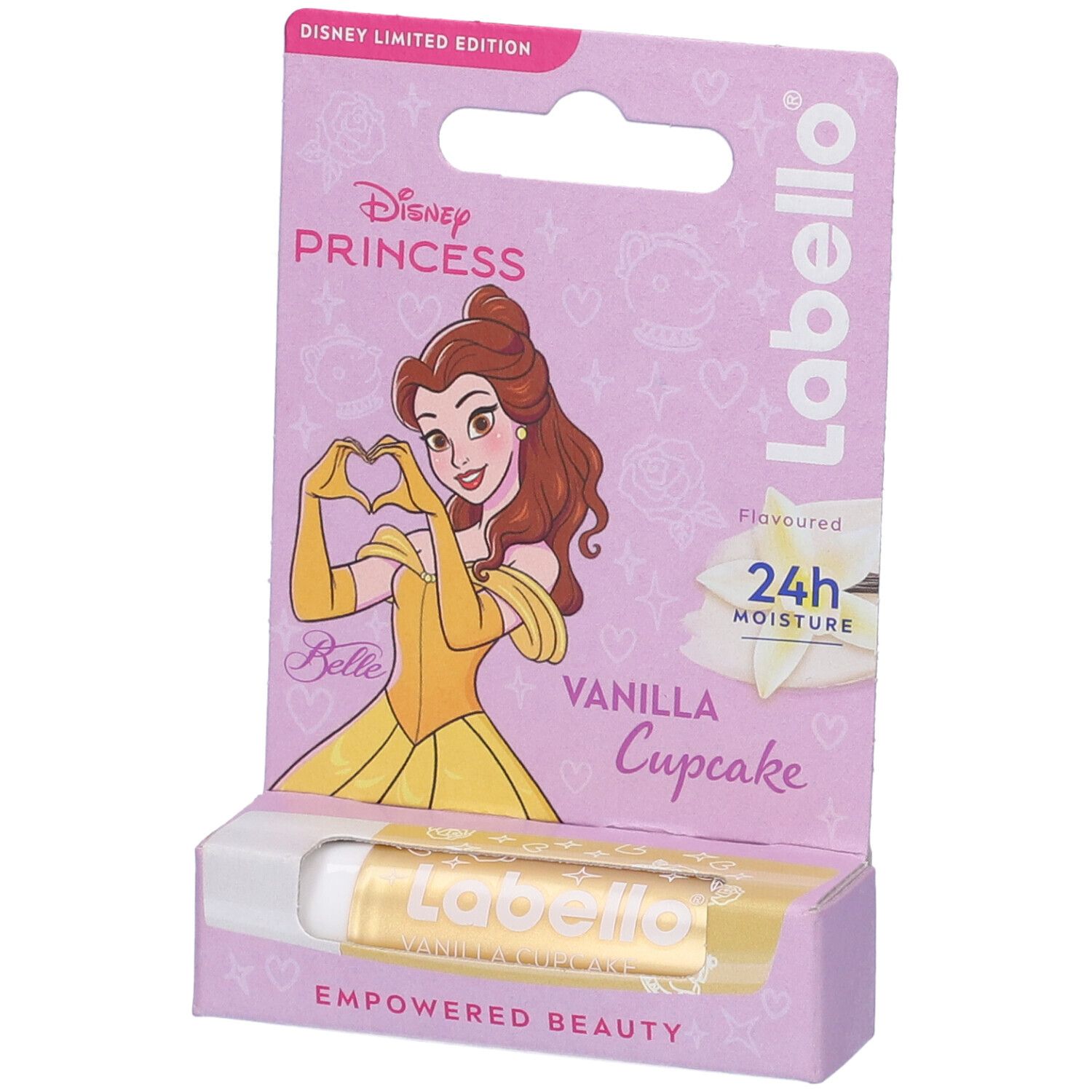 Labello Disney Princess Limited Edition, BELLE, Balsamo labbra colorato, Burrocacao aroma vaniglia 4.8g
