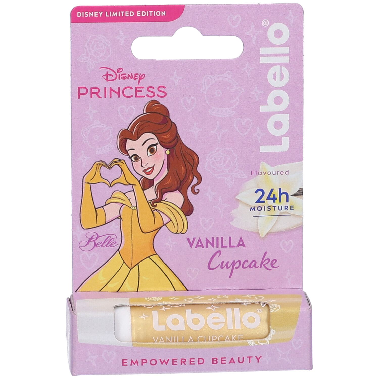 Labello Disney Princess Limited Edition, BELLE, Balsamo labbra colorato, Burrocacao aroma vaniglia 4.8g