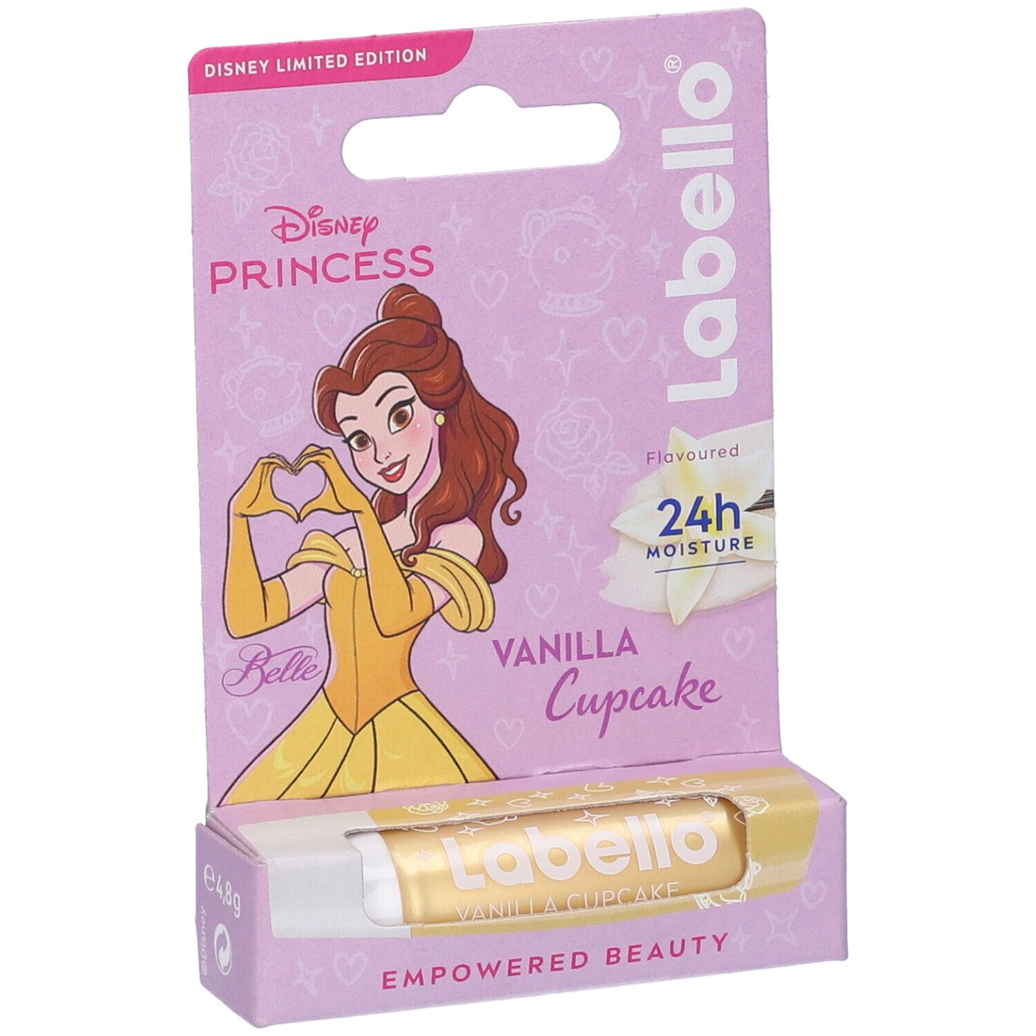 Labello Disney Princess Limited Edition, BELLE, Balsamo labbra colorato, Burrocacao aroma vaniglia 4.8g