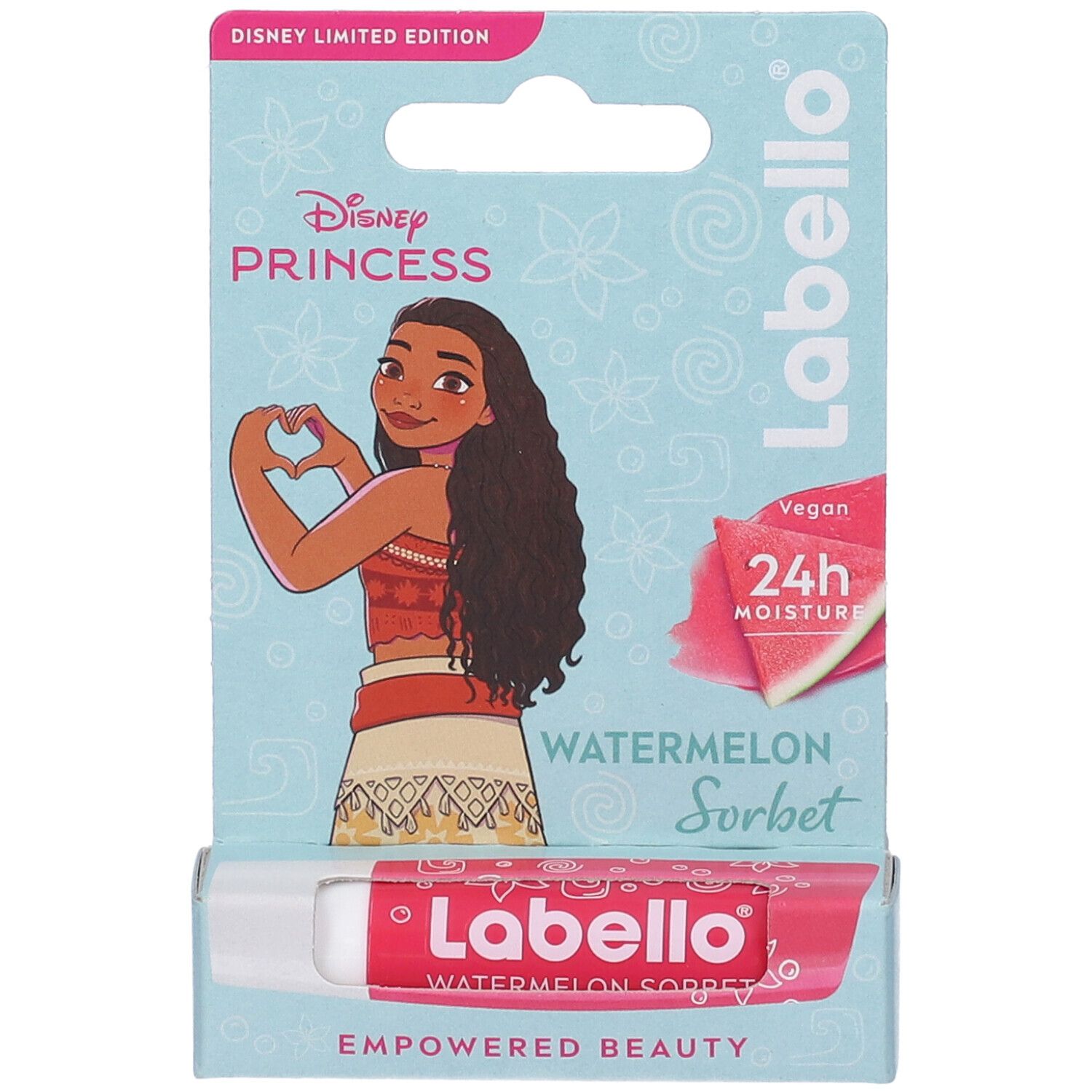 Labello Disney Princess Limited Edition, Vaiana di Oceania, Balsamo labbra colorato, Burrocacao aroma anguria