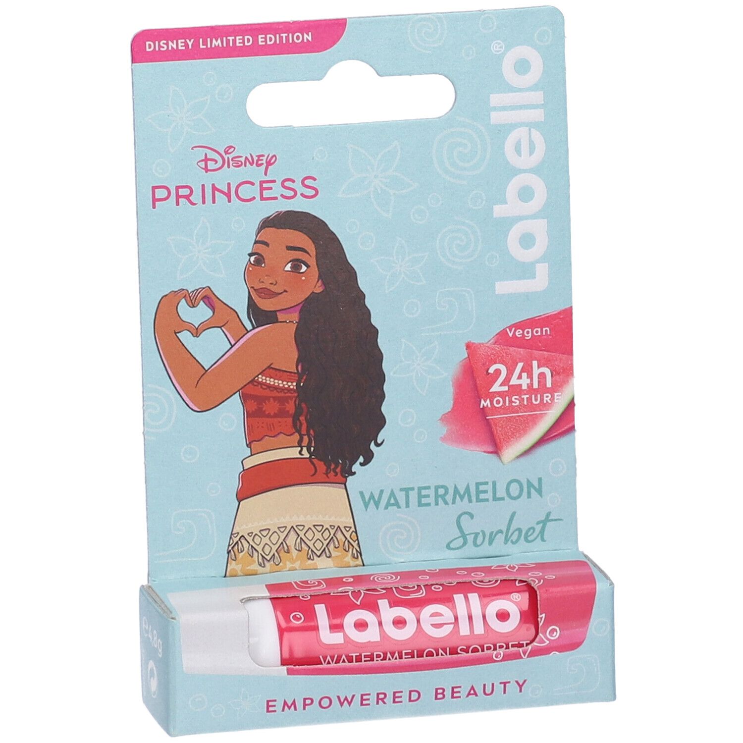 Labello Disney Princess Limited Edition, Vaiana di Oceania, Balsamo labbra colorato, Burrocacao aroma anguria