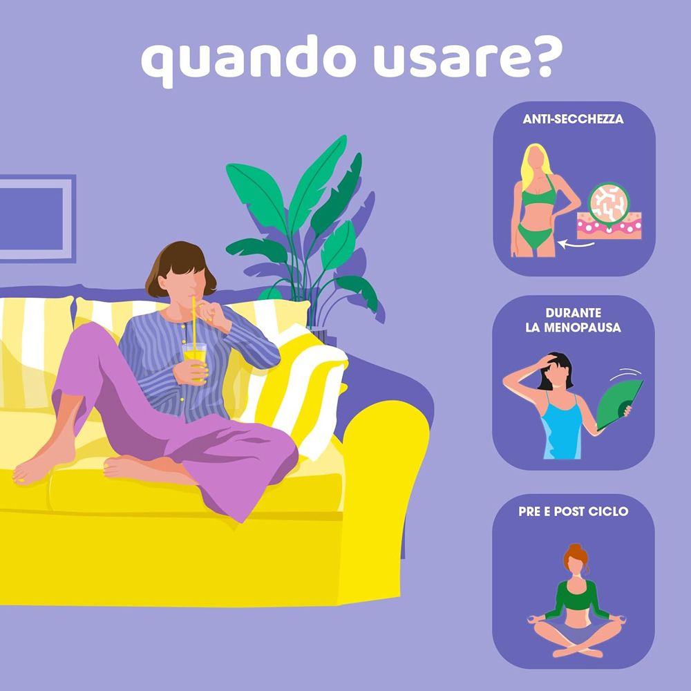 Illustrazione: Quando usare la maschera? Per secchezza, menopausa e dopo il ciclo.