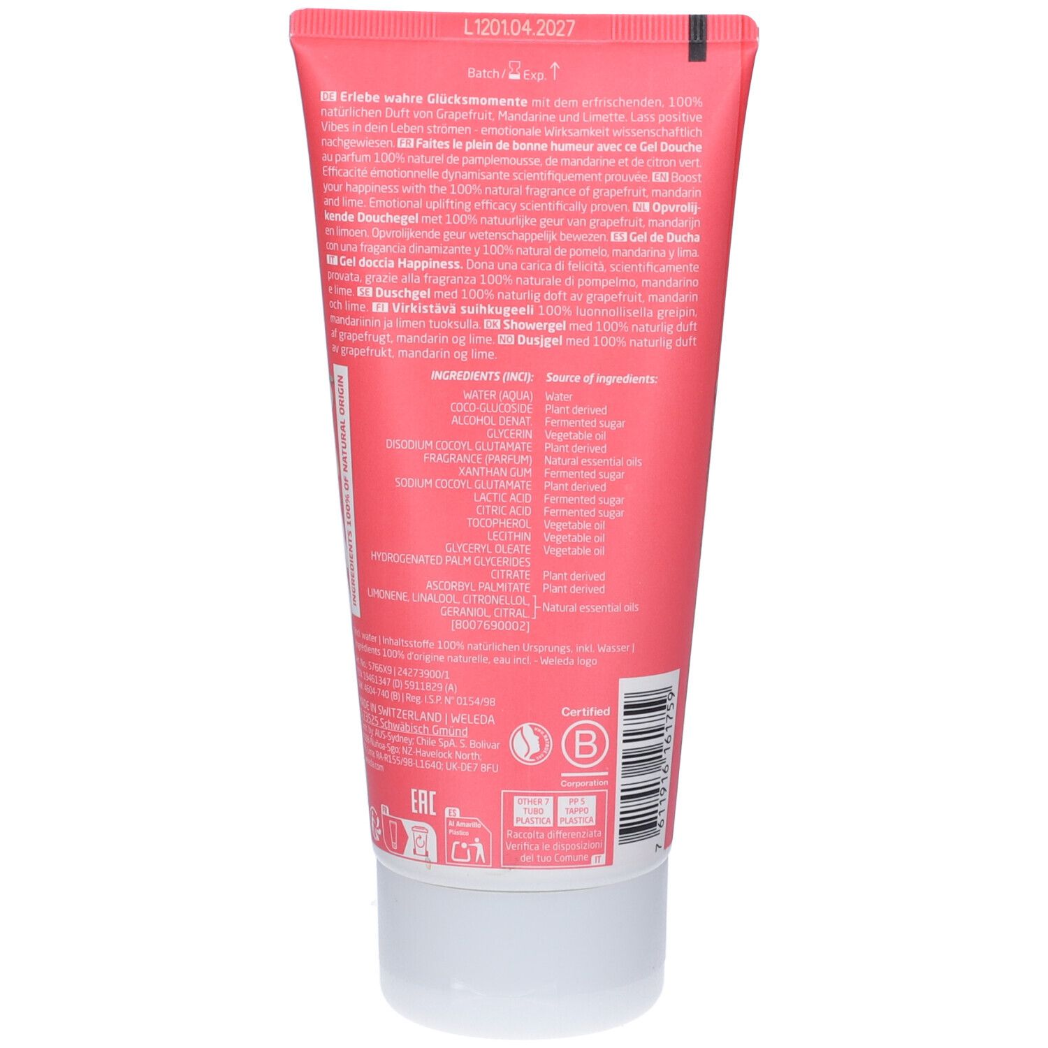 Happiness Shower Gel Pompelmo - risparmia il 10% con il codice: 10WELEDA
