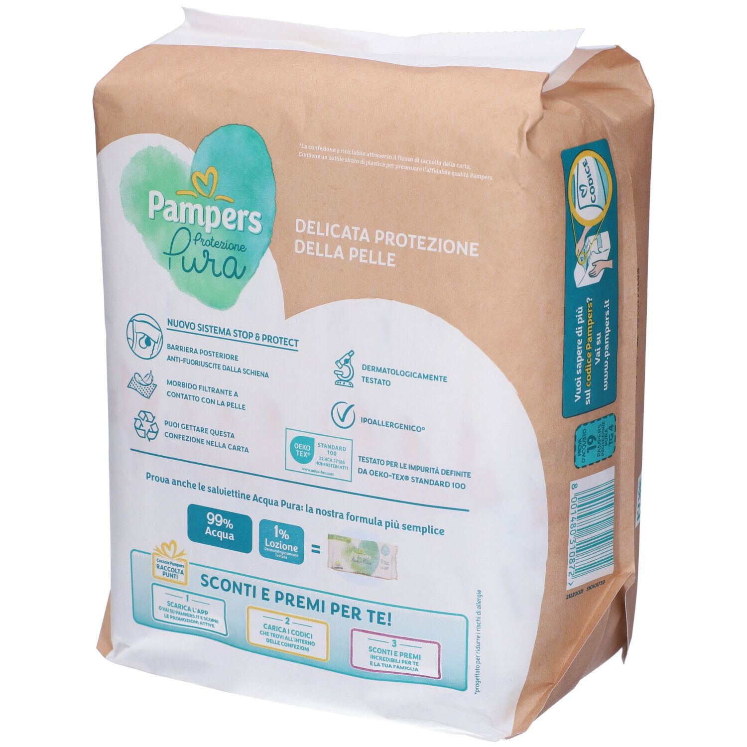 Pampers Protezione Pura Midi Pannolini Taglia 4 7-18 kg