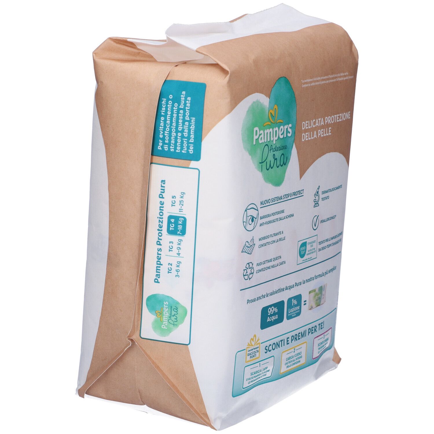 Pampers Protezione Pura Midi Pannolini Taglia 4 7-18 kg