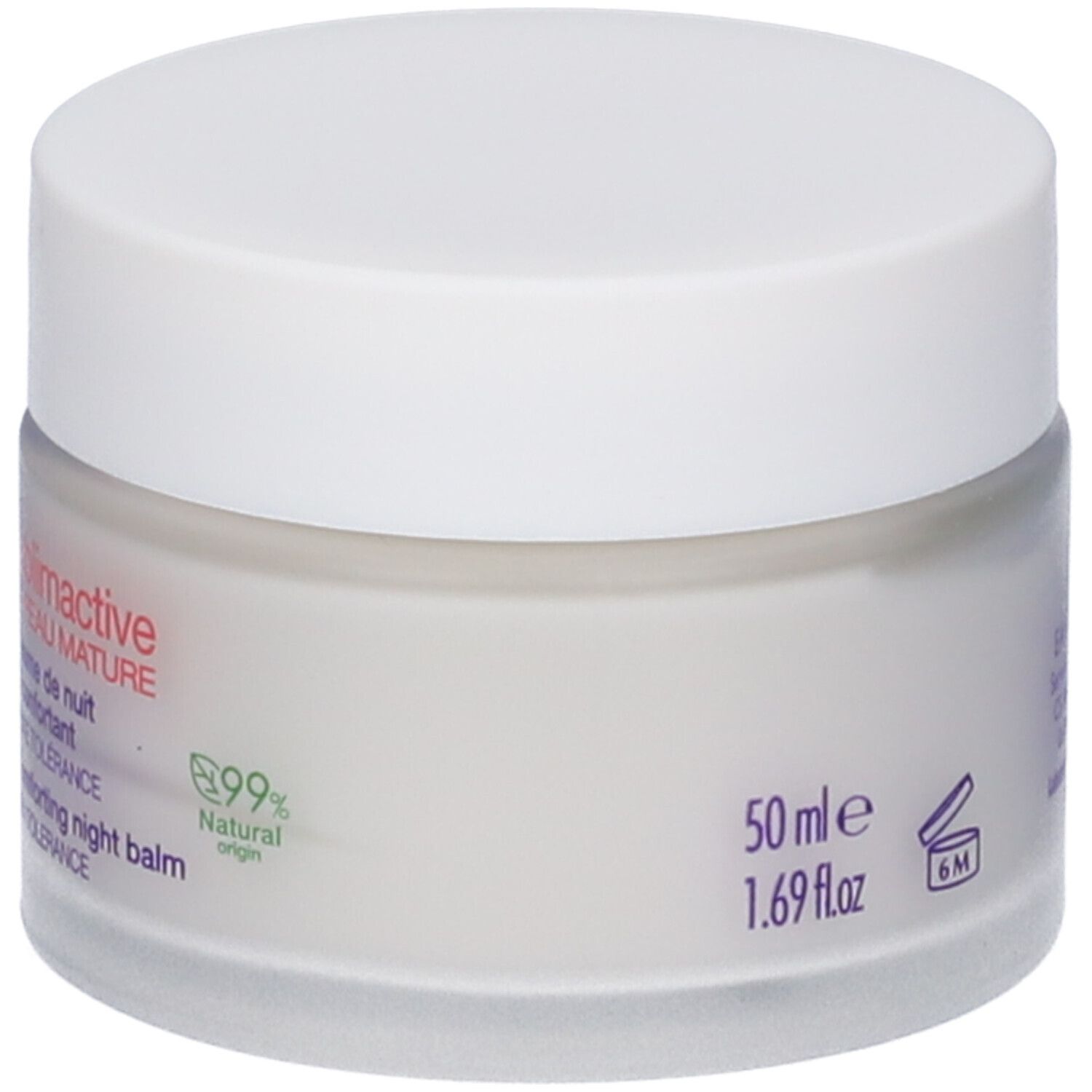 Vasetto di crema con coperchio bianco. Etichetta con testo: 50 ml, 1.69 Fl.oz. Logo e testo Eau Thermale Jonzac. Simbolo 6M.