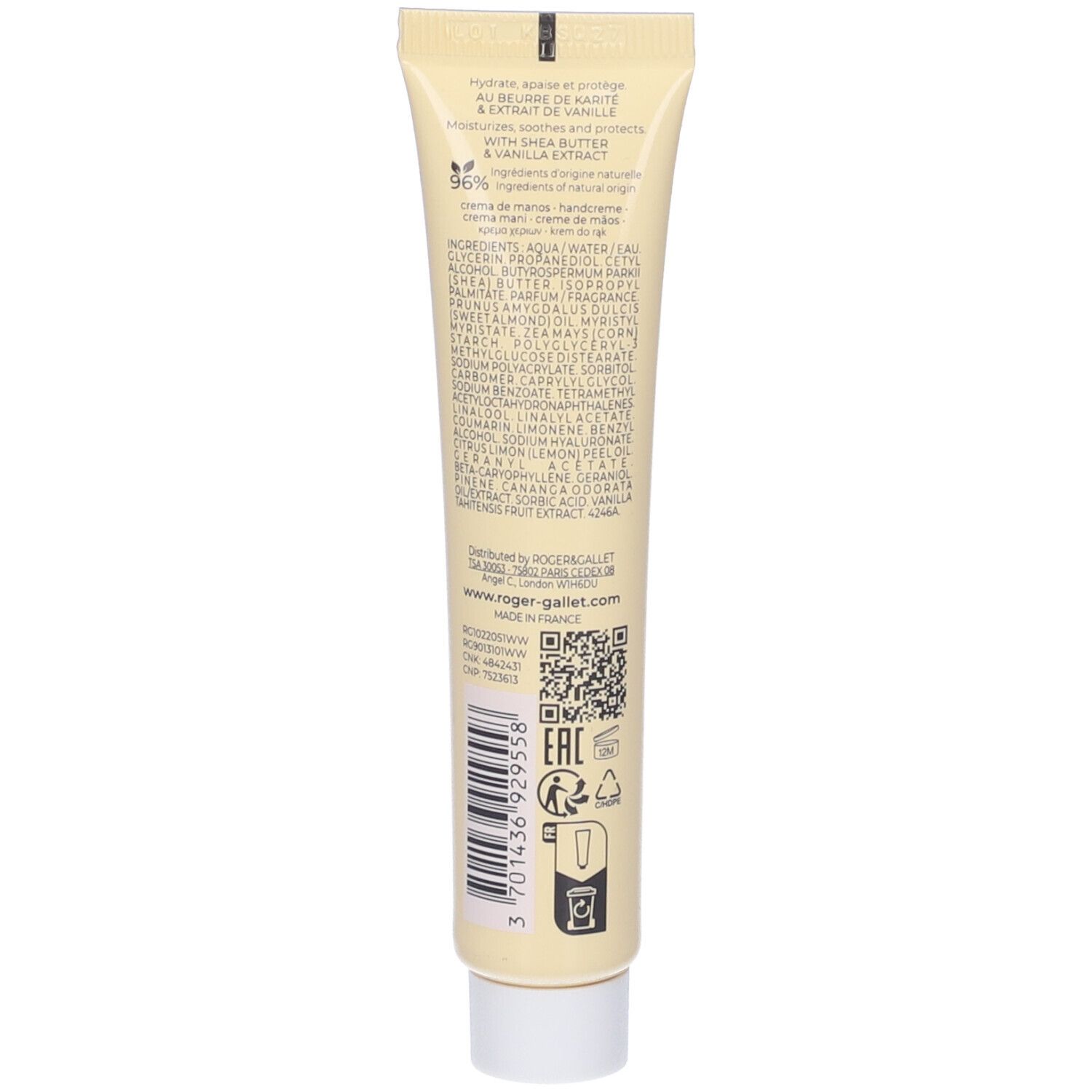 Roger&Gallet Vanille Soleil Crema Mani