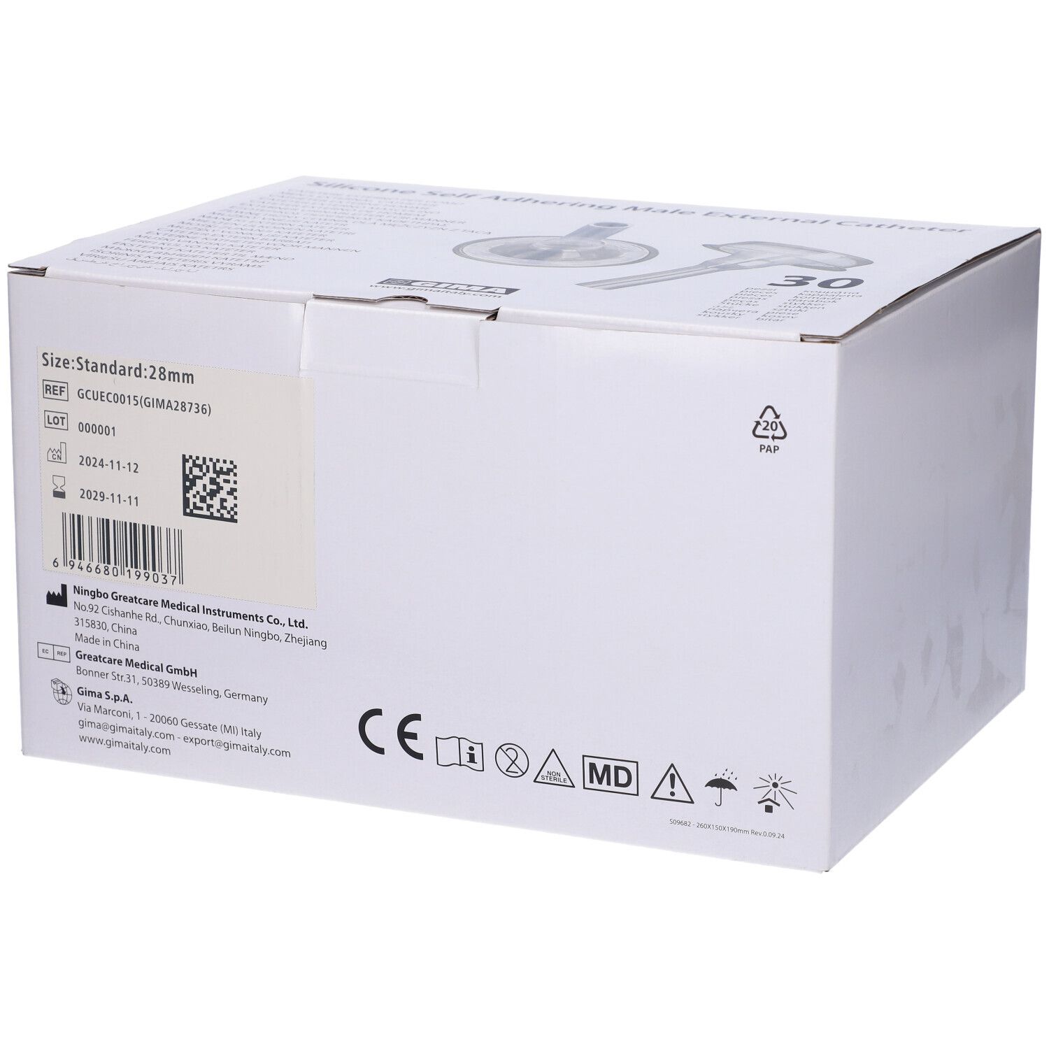 Catetere Esterno Uomo Con Vassoio Silicone Diametro 28 Mm