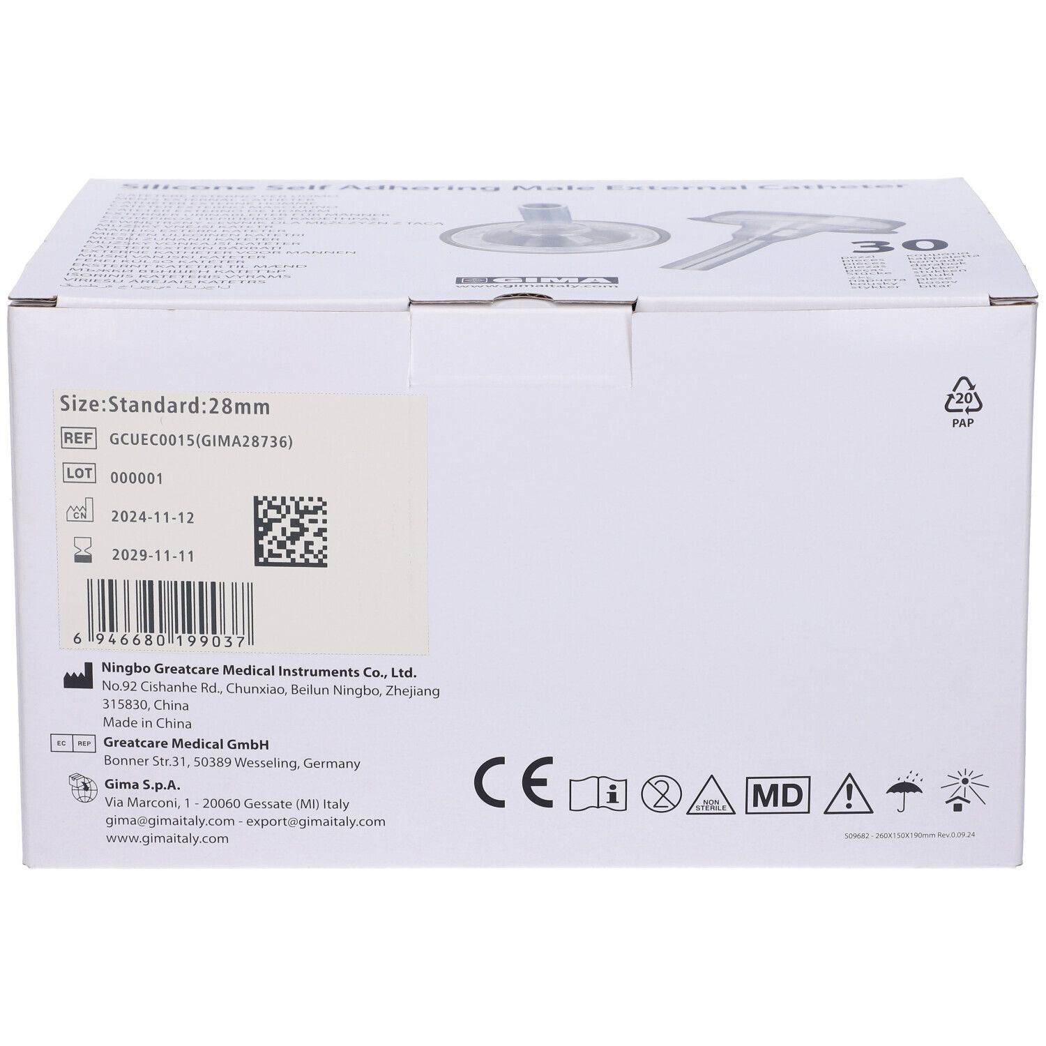 Catetere Esterno Uomo Con Vassoio Silicone Diametro 28 Mm
