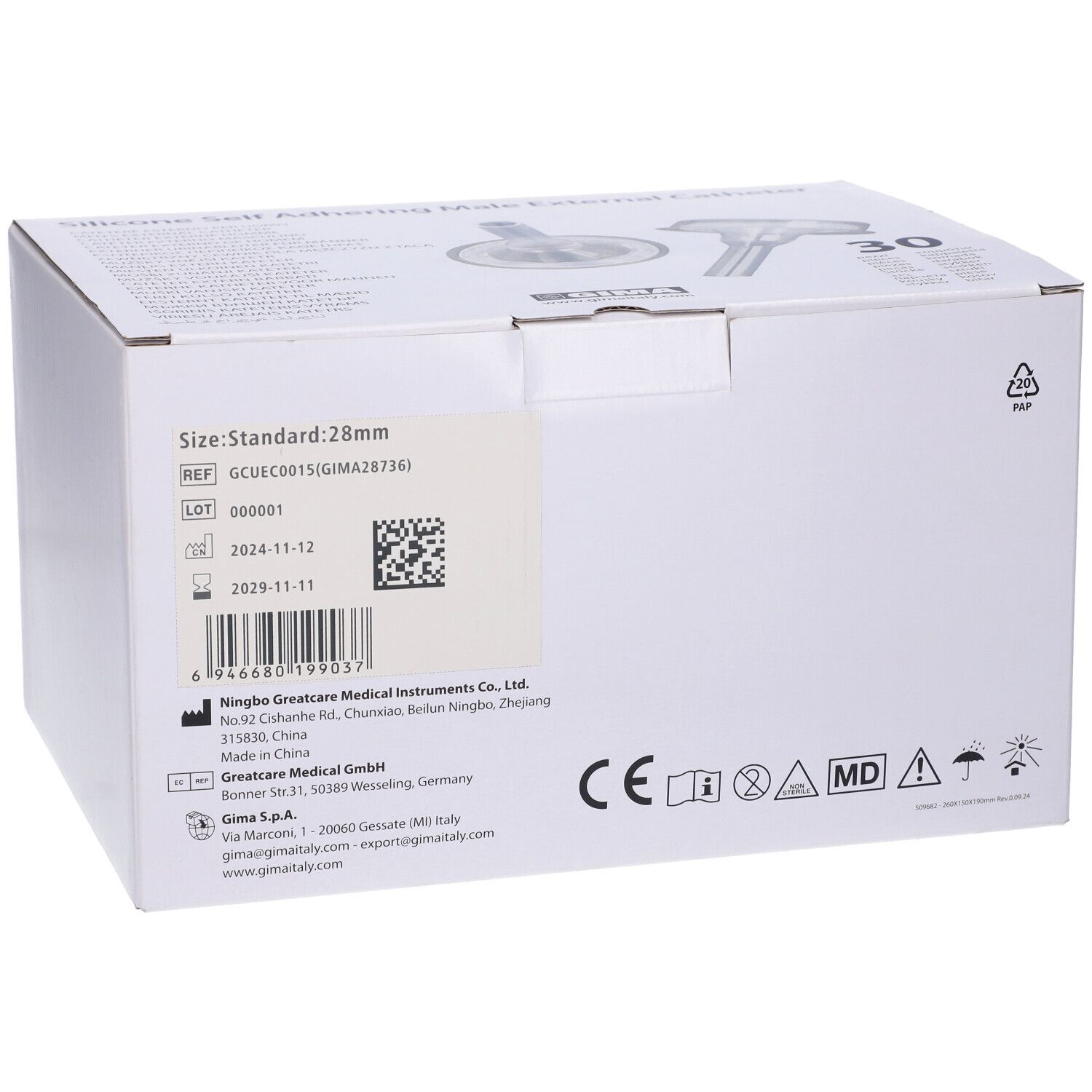 Catetere Esterno Uomo Con Vassoio Silicone Diametro 28 Mm
