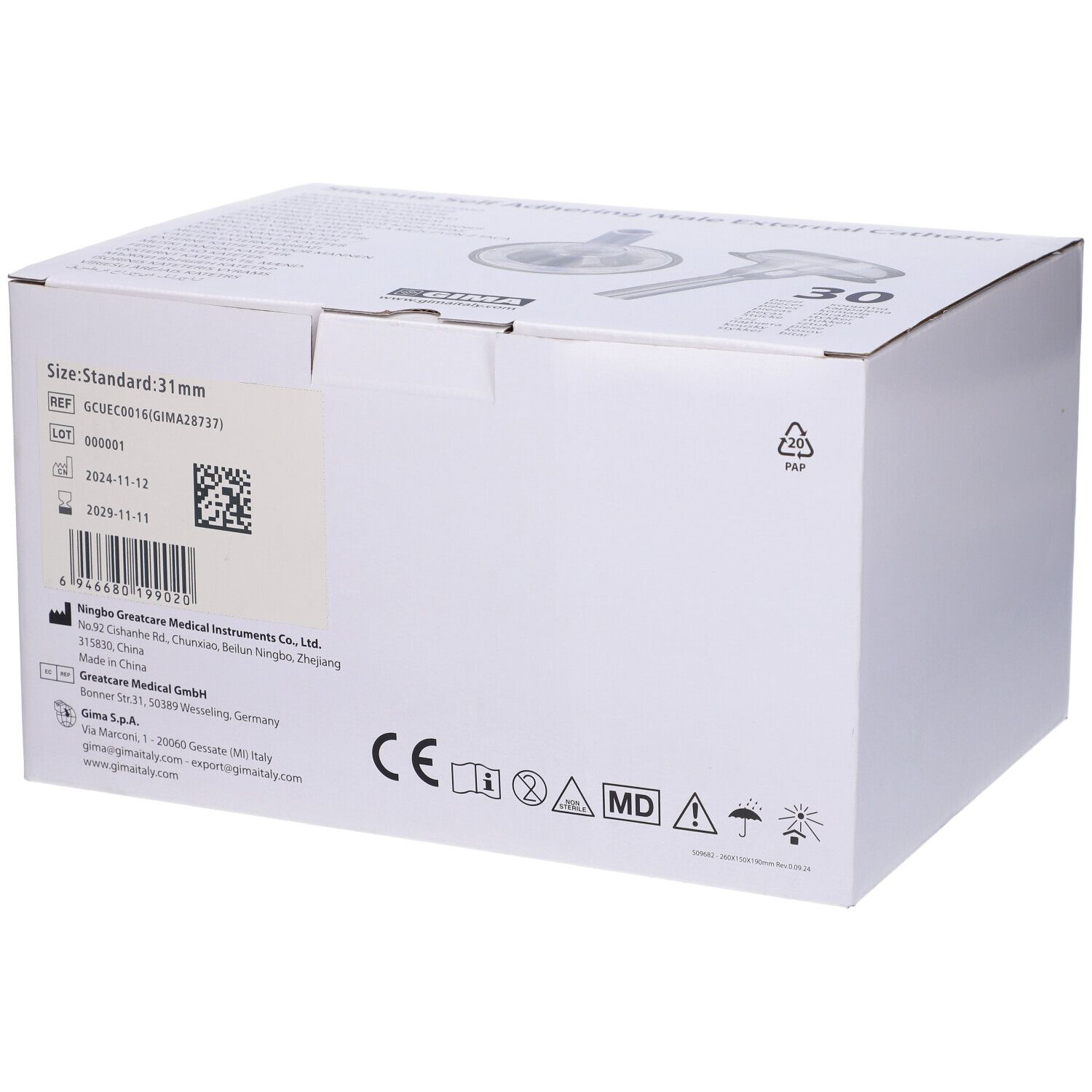 Catetere Esterno Uomo Con Vassoio Silicone Diametro 31 Mm