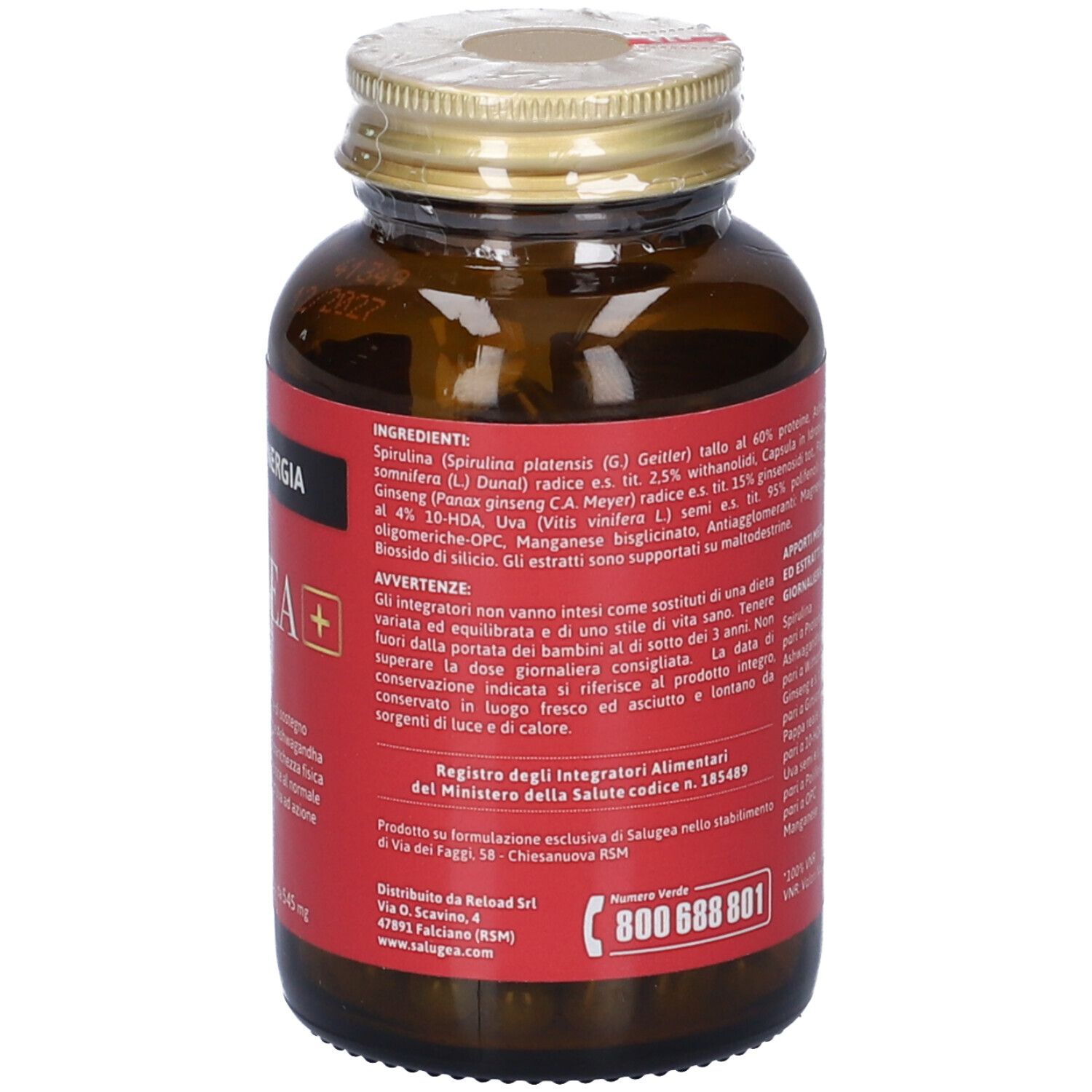 Retro del flacone con informazioni sugli ingredienti. Elenco degli ingredienti e avvertenze.