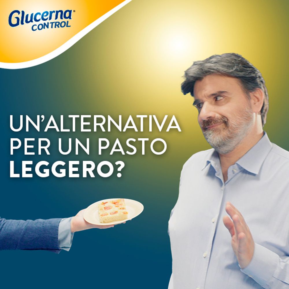 Uomo rifiuta il cibo. Testo: Un'alternativa per un pasto leggero?